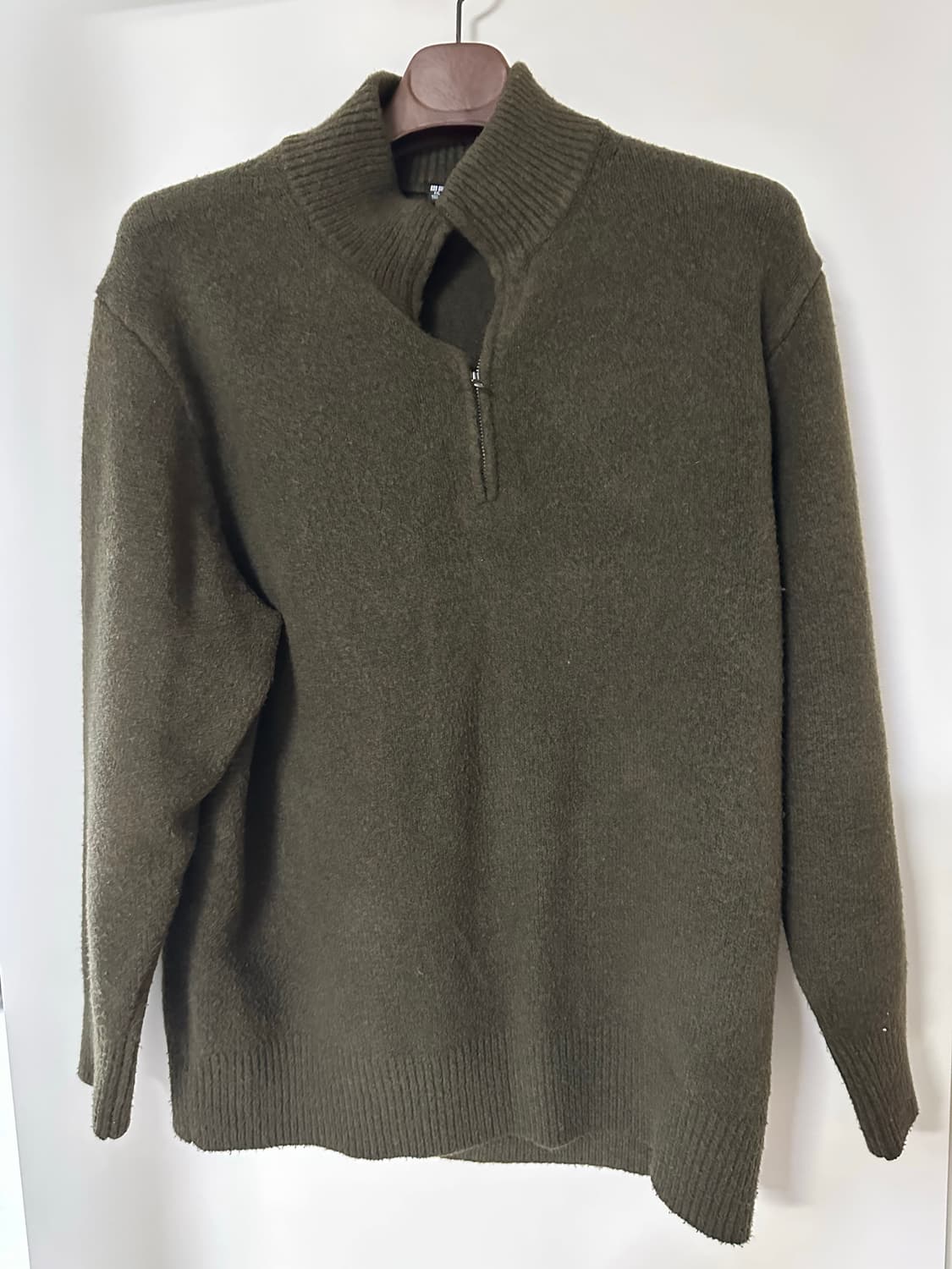유니클로 수플레얀 하프집 스웨터 (긴팔) 올리브 2XL 상품이미지1
