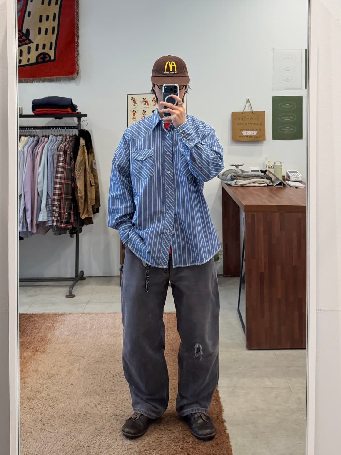 90s Wrangler 랭글러 웨스턴 스트라이프 셔츠 상품이미지2