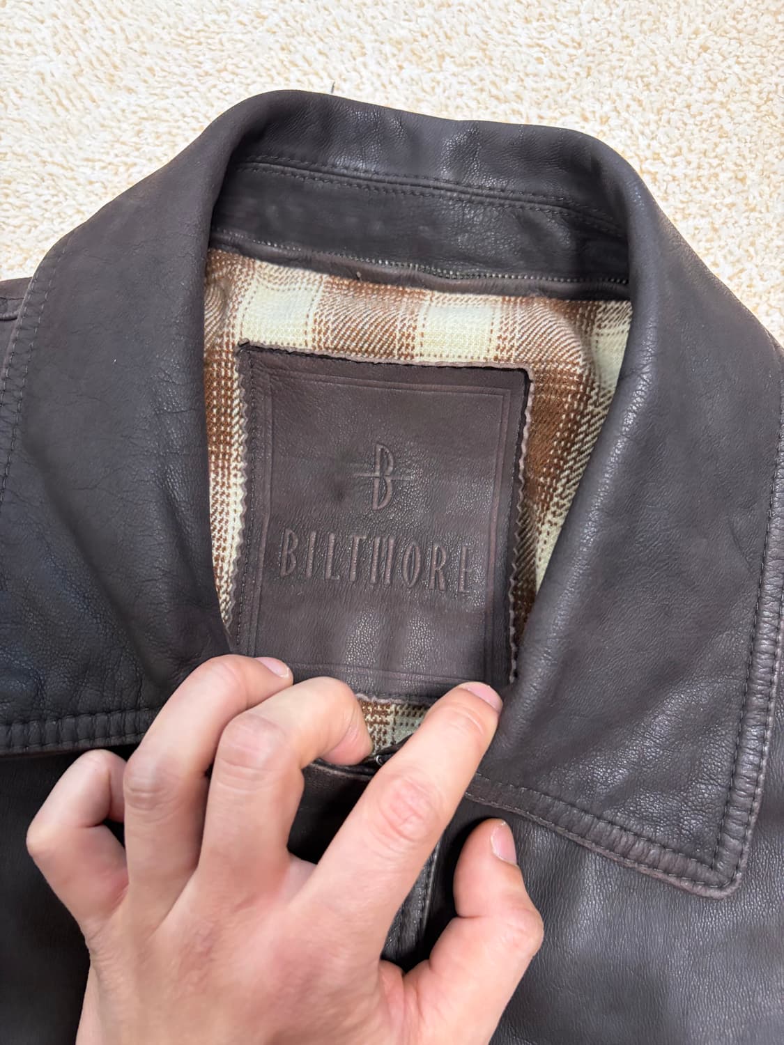 100) 00s 산양가죽 램스킨 필드자켓 브라운 레더카코트 상품이미지5