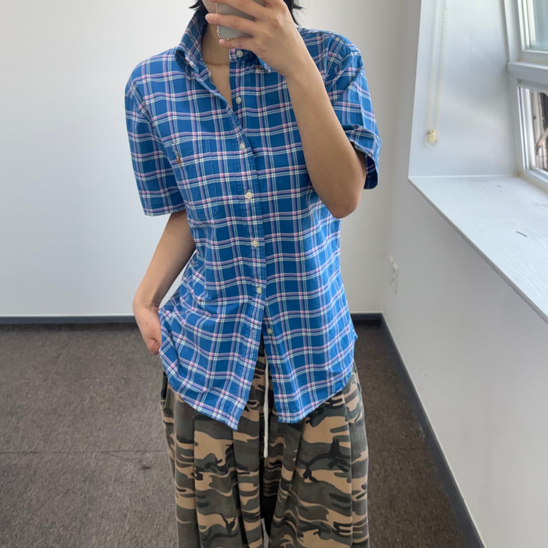 Polo 폴로 멀티포니 블루 체크 반팔 셔츠 상품이미지1