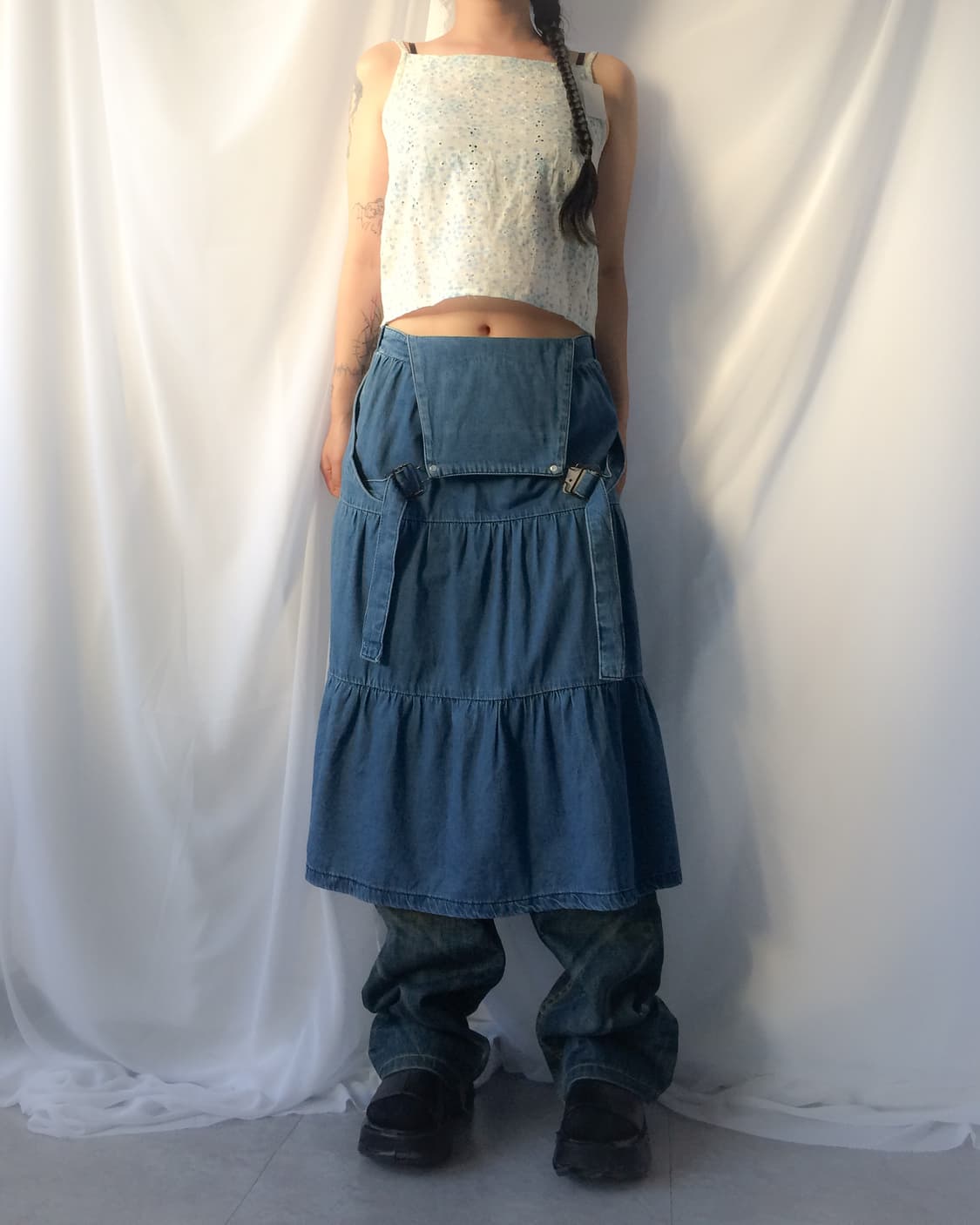 Denim suspender onepeice 상품이미지7