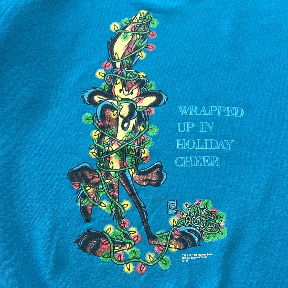 90s USA 루니툰즈 와일 E 코요테 크리스마스 빈티지 스웻셔츠 XL 상품이미지3