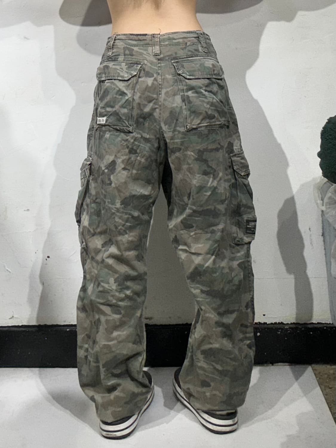 일본 빈티지 camp 카키 카모 와이드 카고 팬츠  상품이미지3