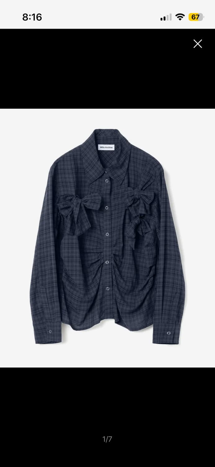 밀로우먼 리본타이셔츠 네이비 S 상품이미지1