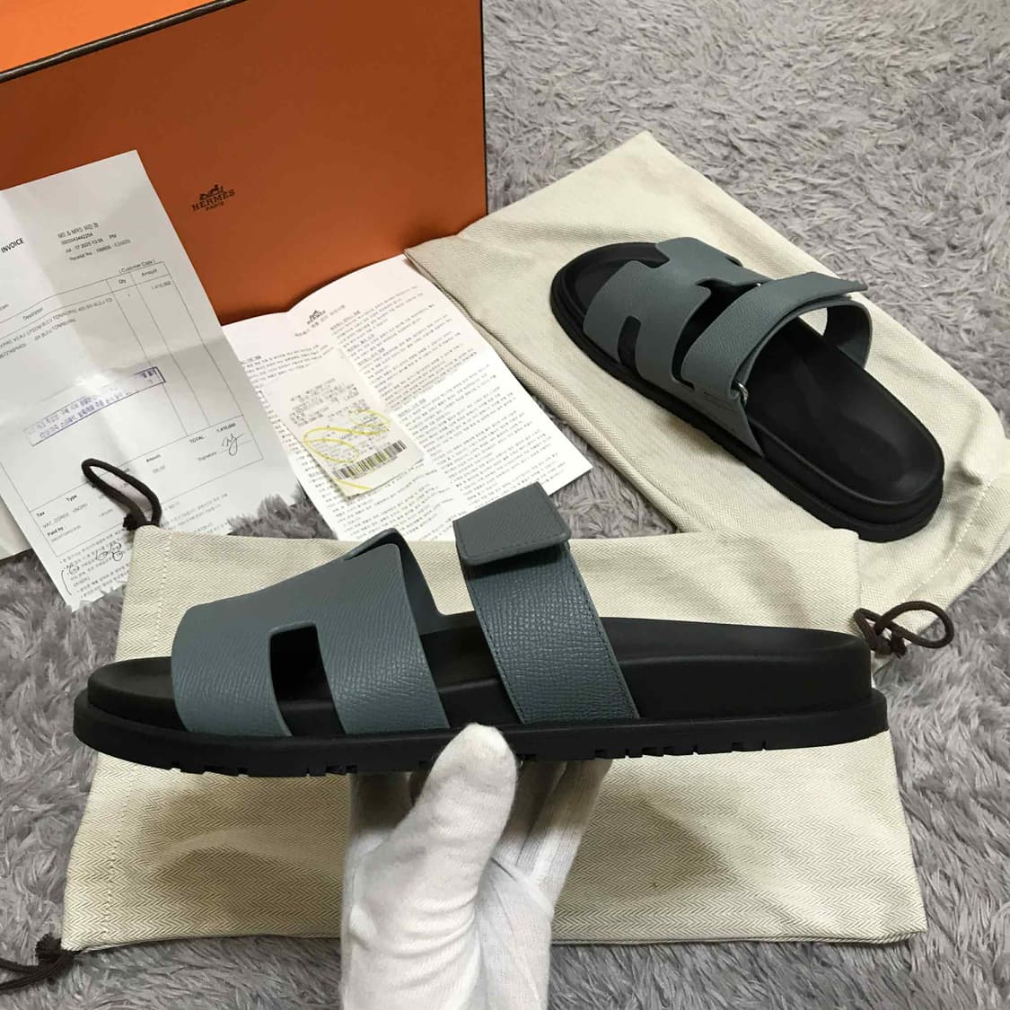 {클로젯}[40.5][풀구성+영수증+인보이스]에르메스 시프레 샌들 슬리퍼 상품이미지3