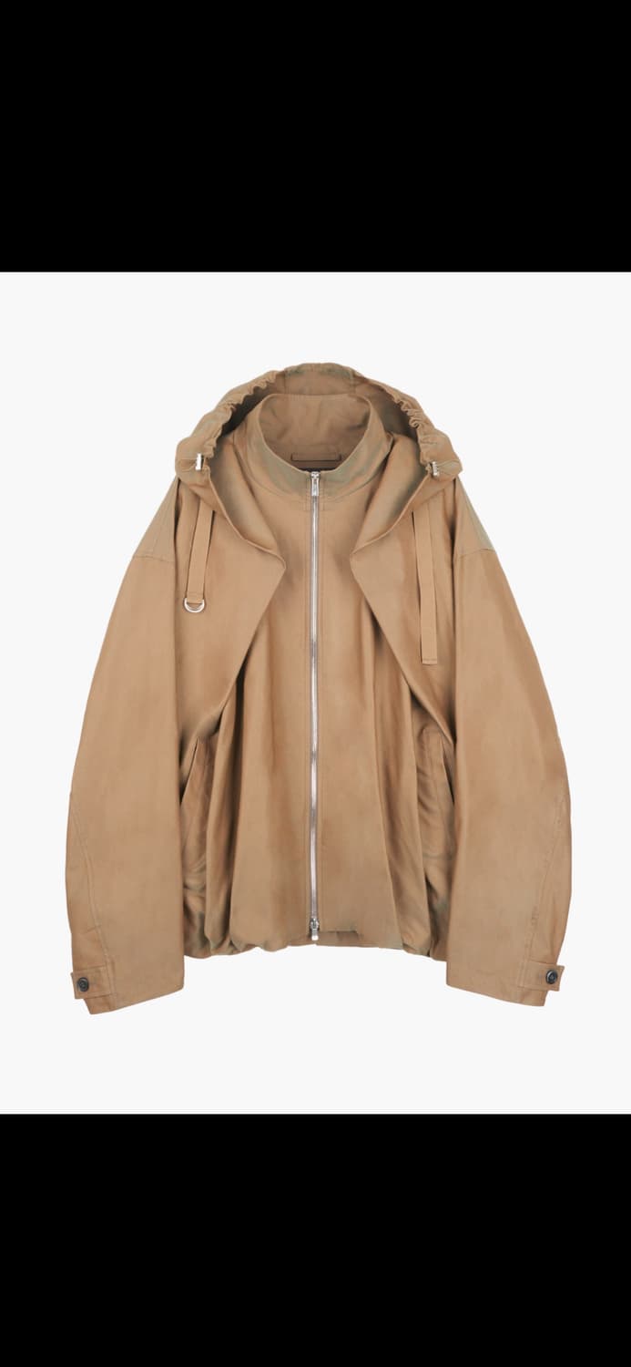 지용킴 드레이프 볼륨 후드 자켓 Green S 상품이미지1