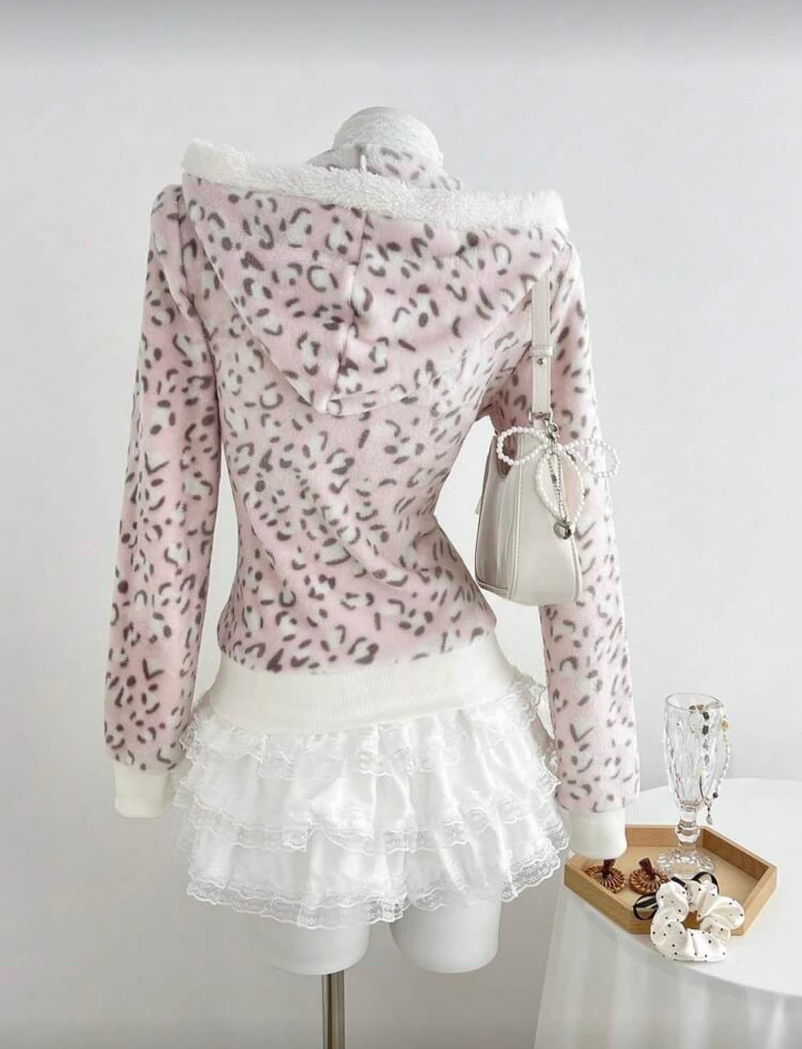 레오파드 호피 갸루 후드집업 상품이미지1