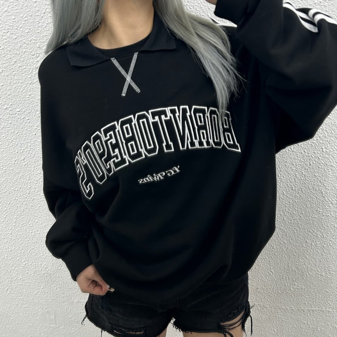 LG트윈스 x 1993스튜디오 센터로고 블랙 카라 맨투맨 상품이미지1