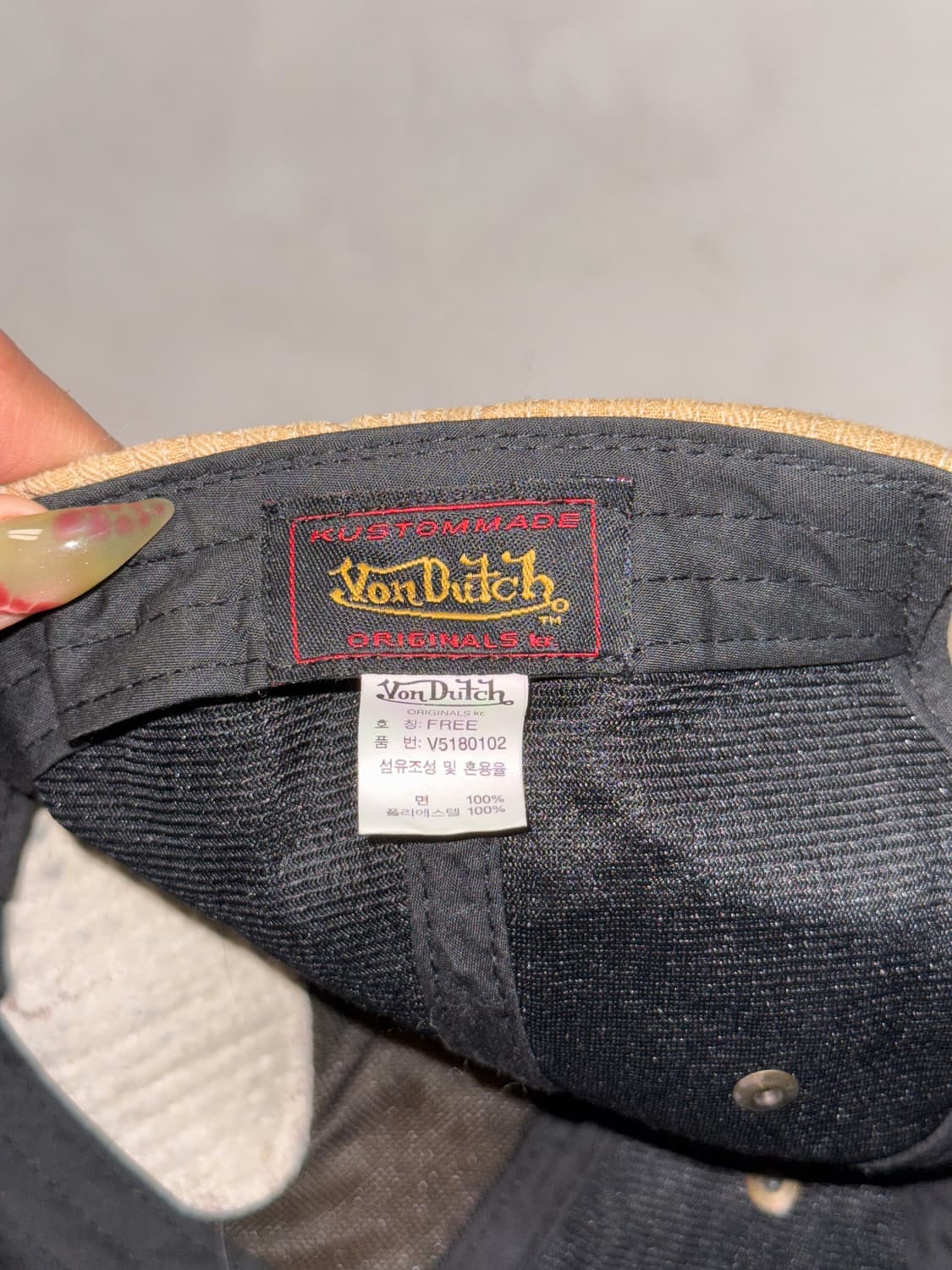 Von Dutch beige stripe leather logo 볼캡 상품이미지6