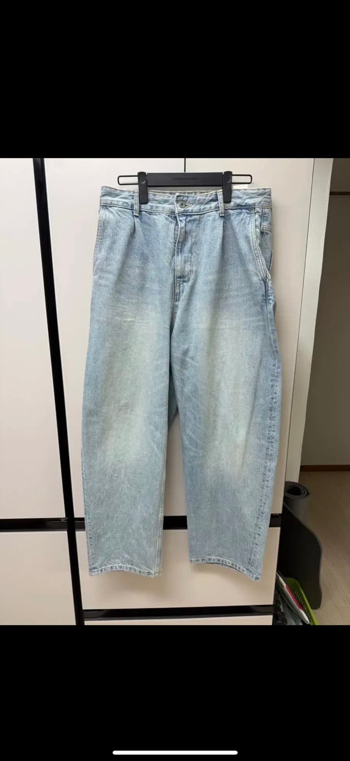 [M] 아트이프액츠 원턱커브데님팬츠 워시드라이트블루 상품이미지2