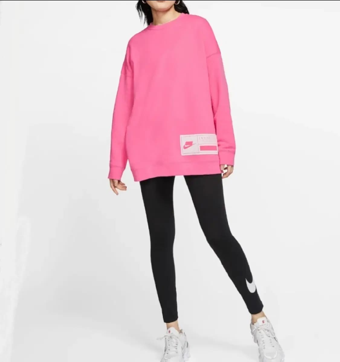 나이키 NSW FLC 오버사이즈 크루핑크 맨투맨 상품이미지2