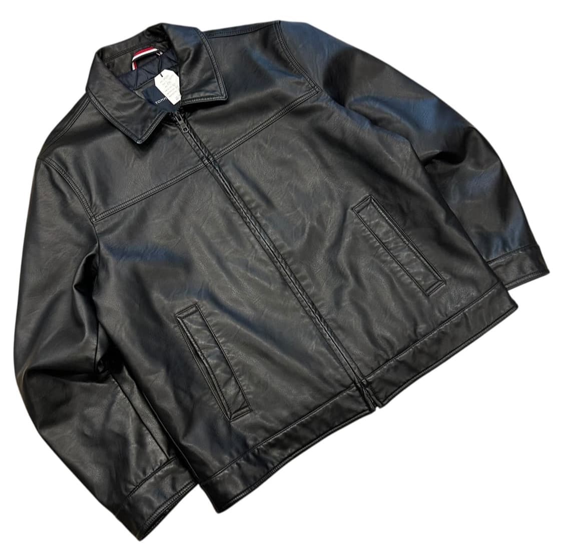 [L] 23FW 타미힐피거 싱글레더 가죽 자켓 블랙 상품이미지1
