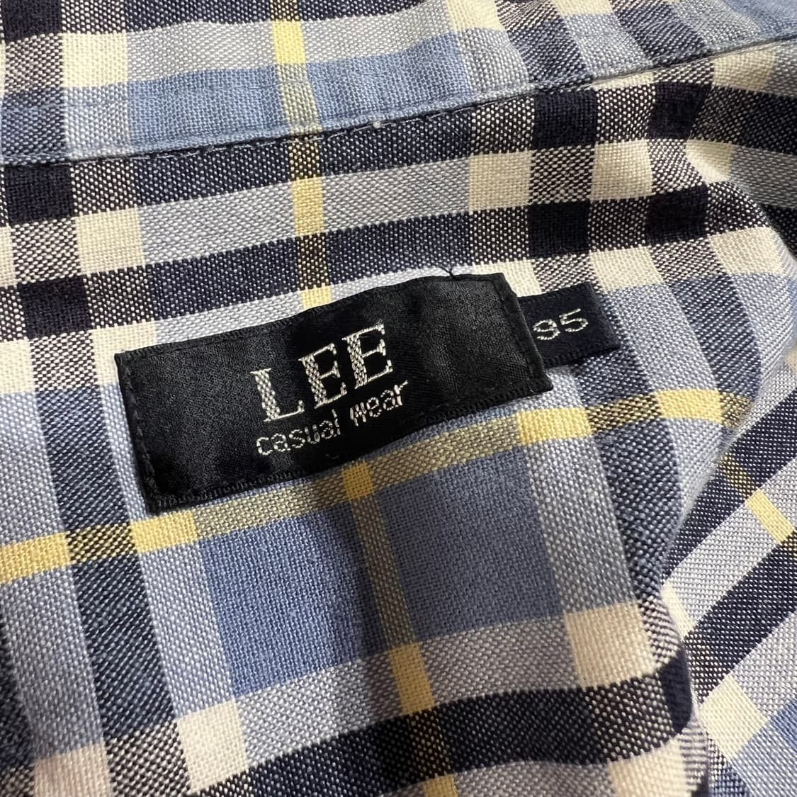 LEE 리 90s 네이비 블루 타탄체크 투포켓 아메카지 남방 셔츠 상품이미지5