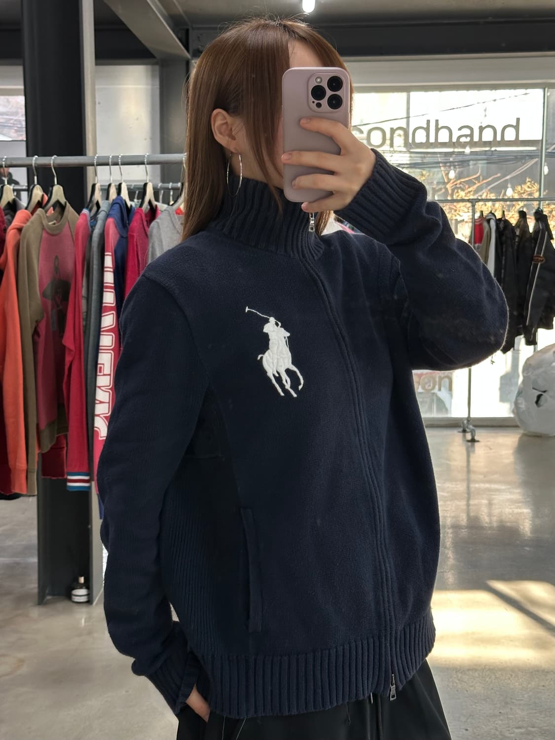 폴로랄프로렌 빅포니 넘버링 투웨이하이넥 램스울니트집업 상품이미지2