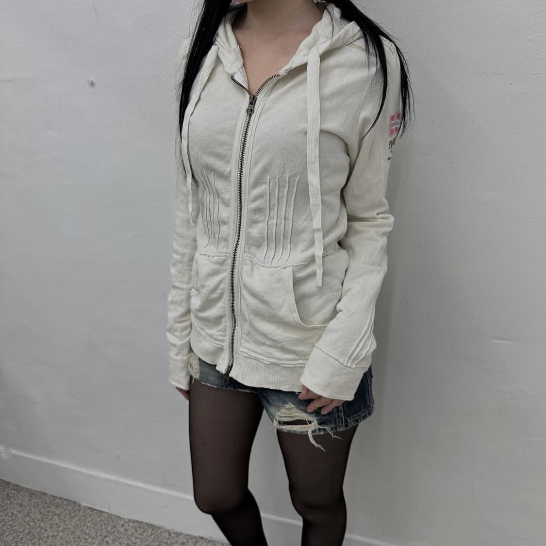Y2K ivory detail hoodie 상품이미지2