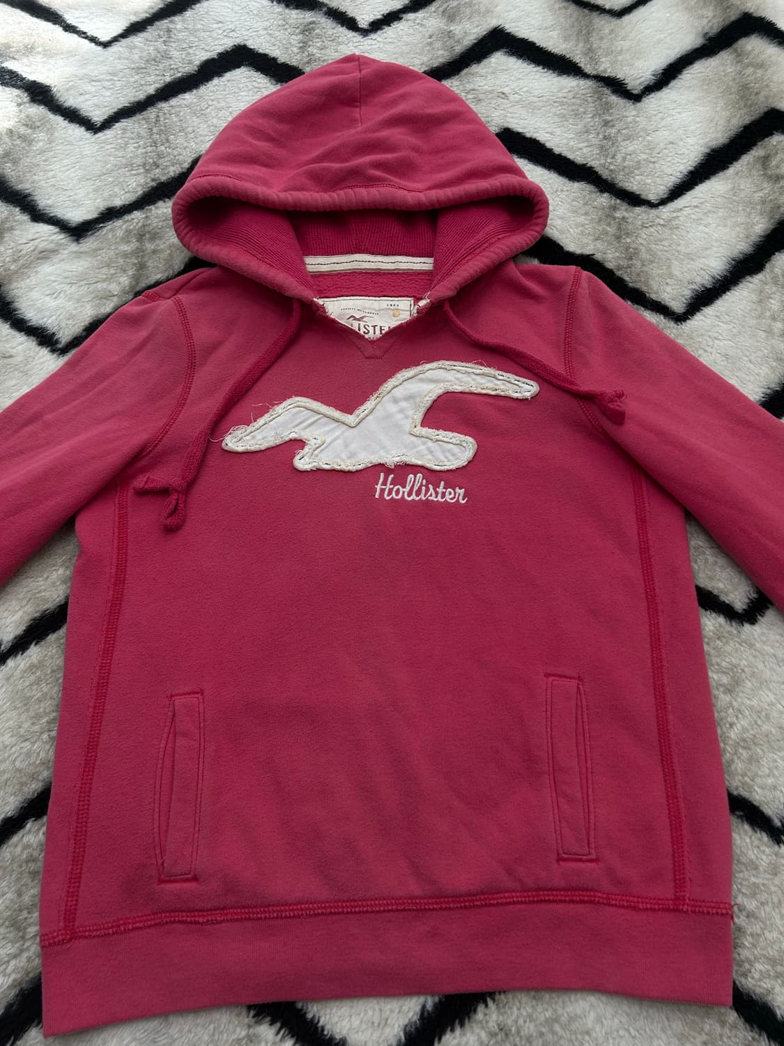 [M]홀리스터 로고 스펠아웃 후드/핑크/기모 상품이미지3