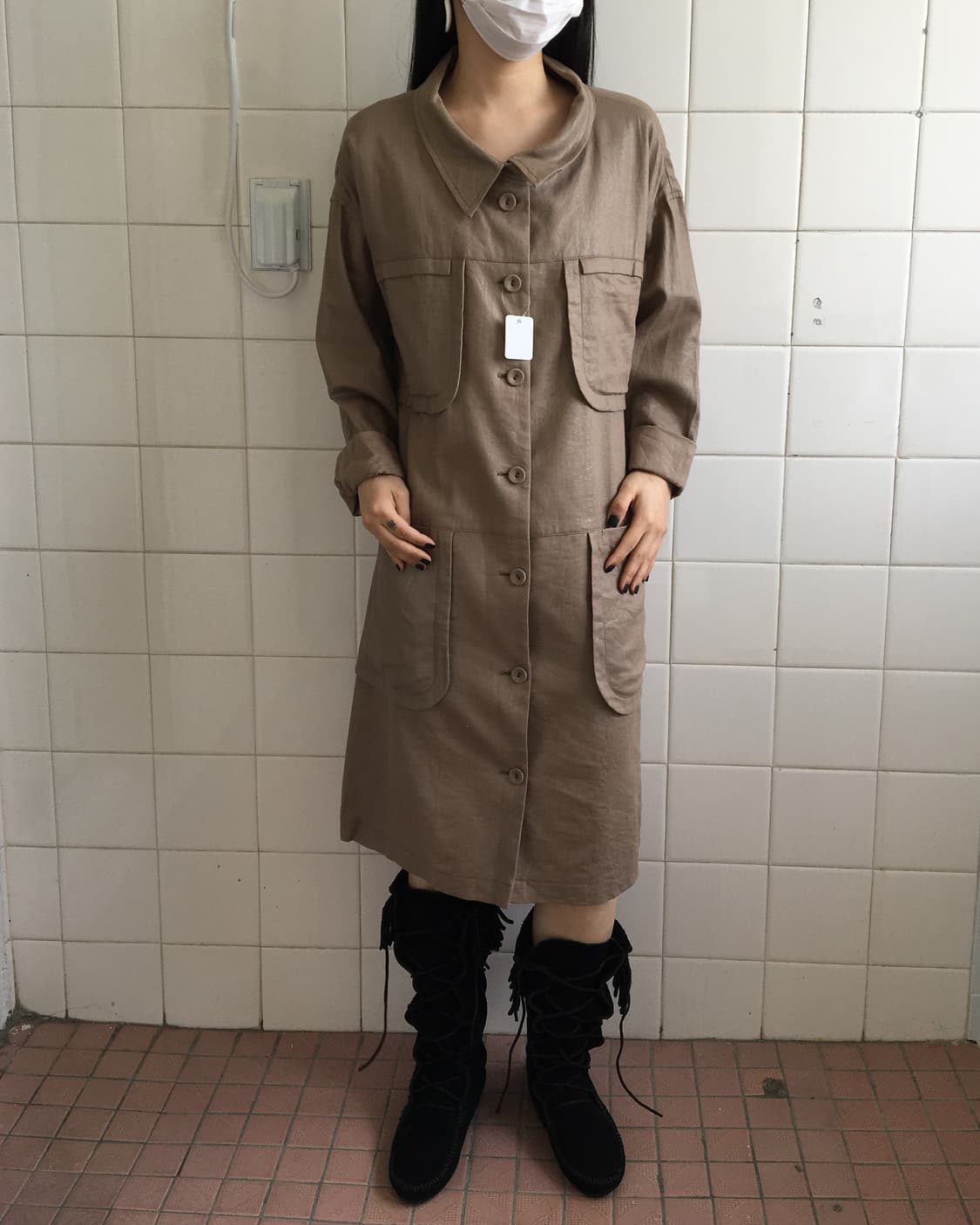 Hiroko koshino glossy tied coat 상품이미지7