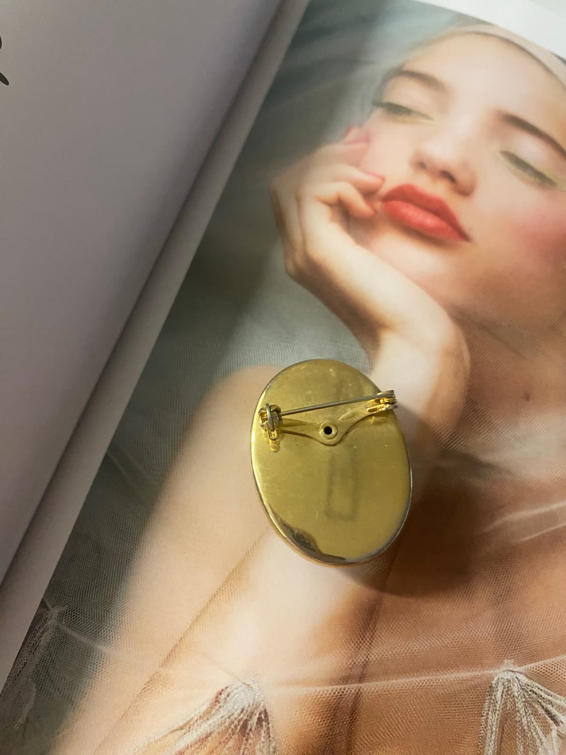 일본 빈티지 오발 에나멜 브로치 원형 주얼리 상품이미지5