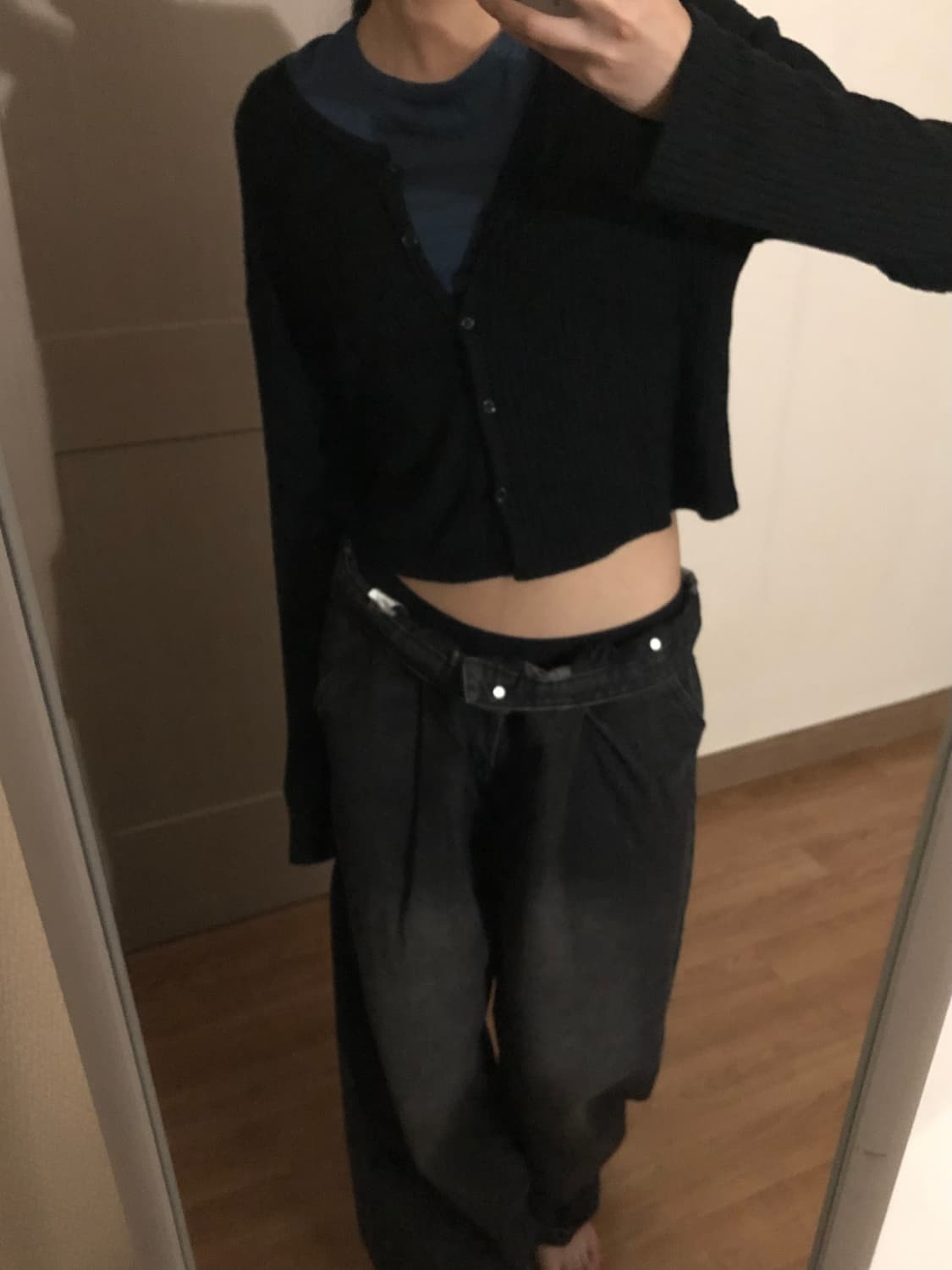 자라 크롭 반팔티 네이비 상품이미지4