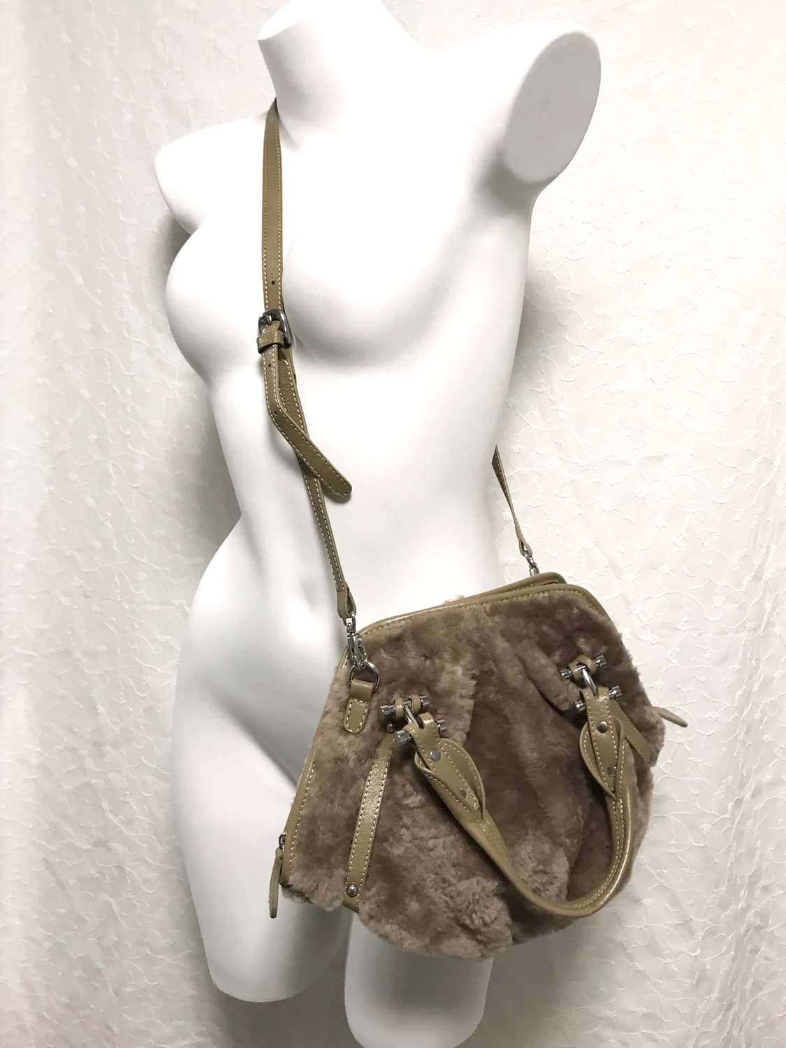 빈티지 페어리 모리 양털 레더 투웨이 가방 토트백 크로스백 상품이미지3