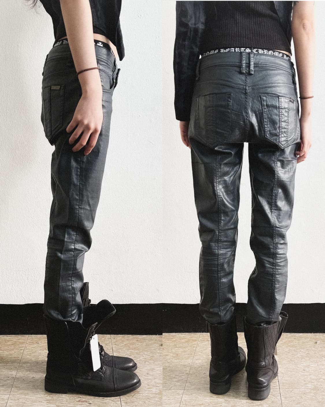 버버리 메탈릭 왁스 코팅 로우라이즈 슬림 스트레이트핏 데님 상품이미지2