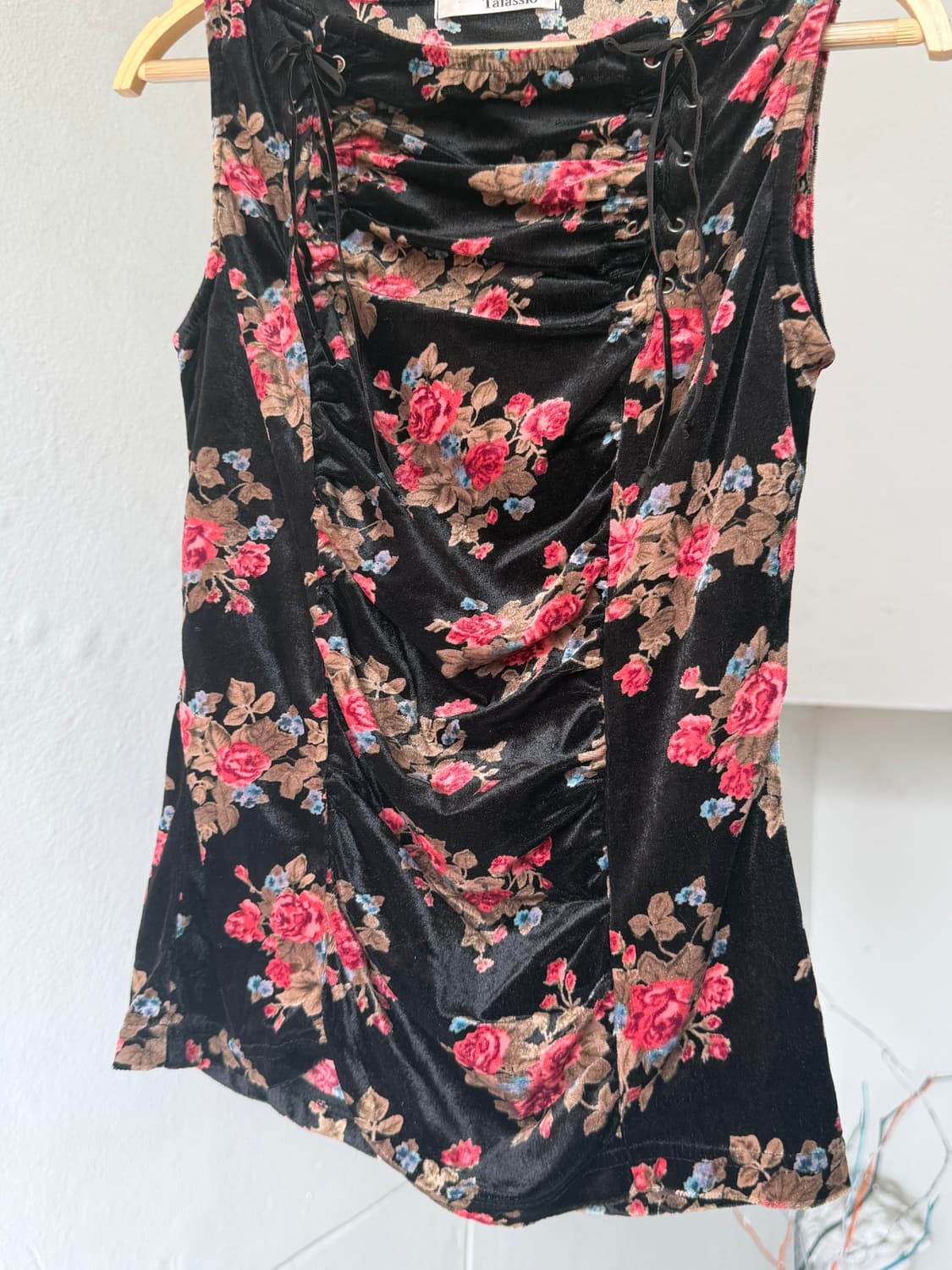 빈티지 플라워 벨벳 파티 나시 상품이미지3