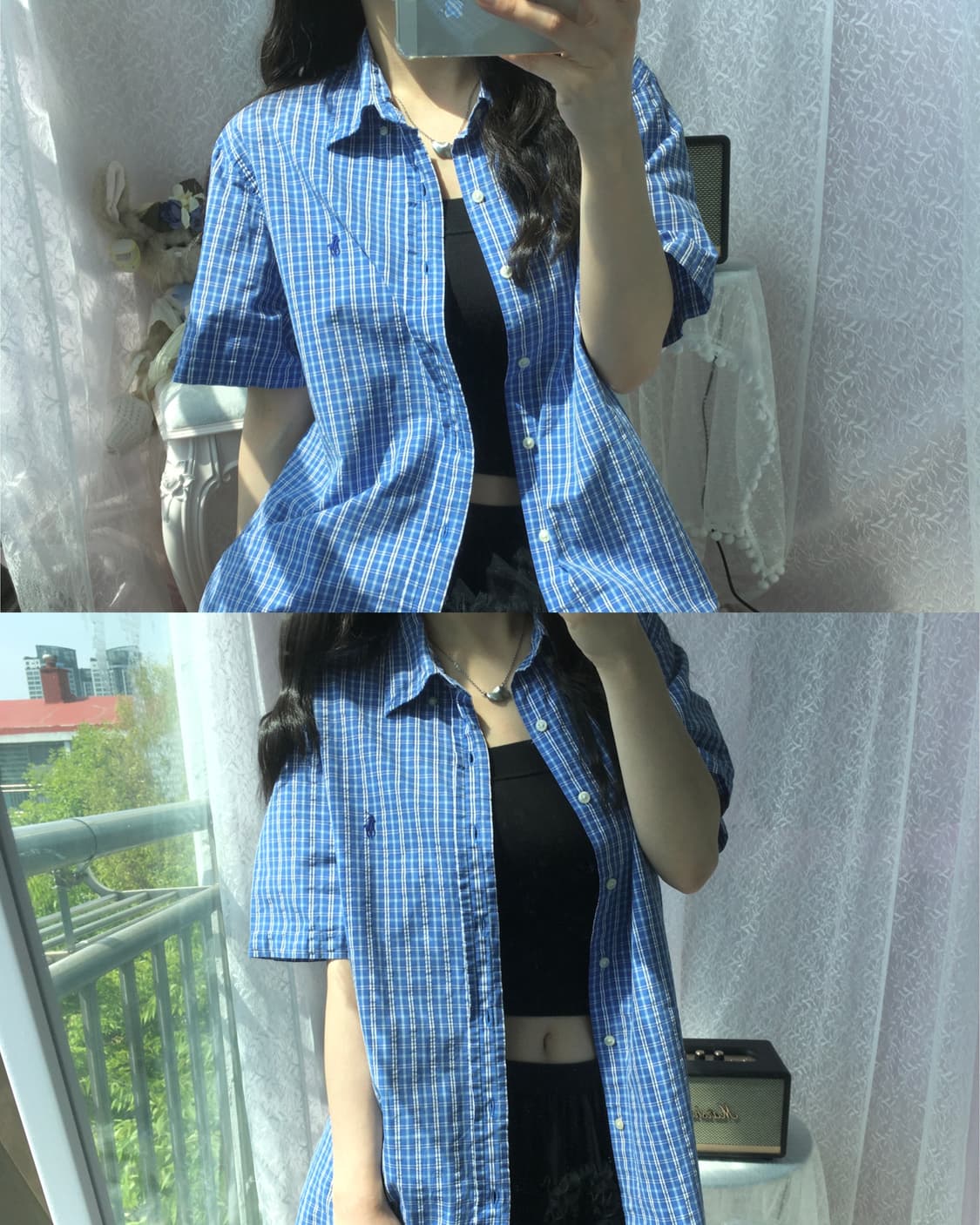 Polo blue check half shirt 상품이미지2