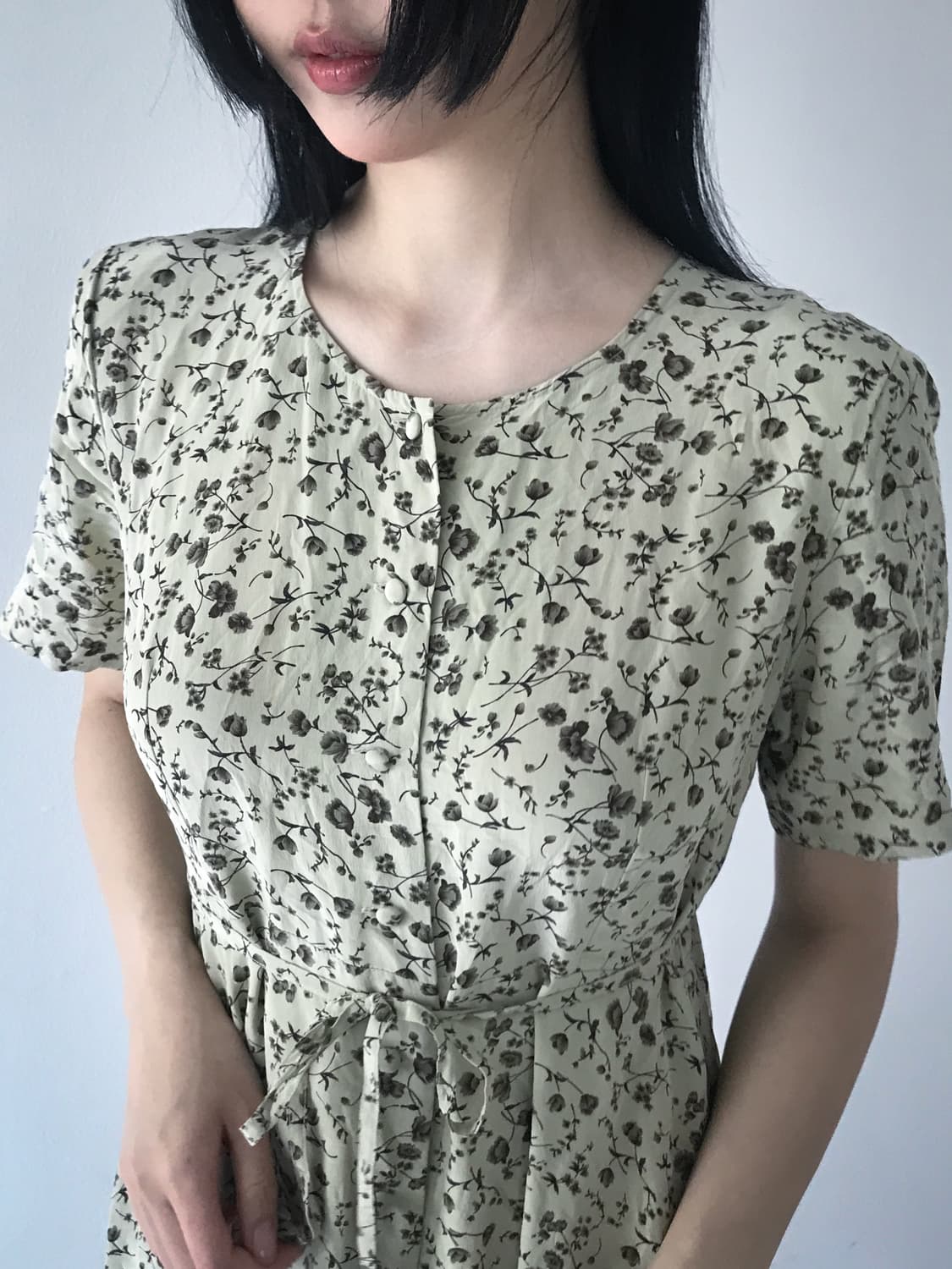 Lily Floral Button Ribbon Dress 상품이미지2