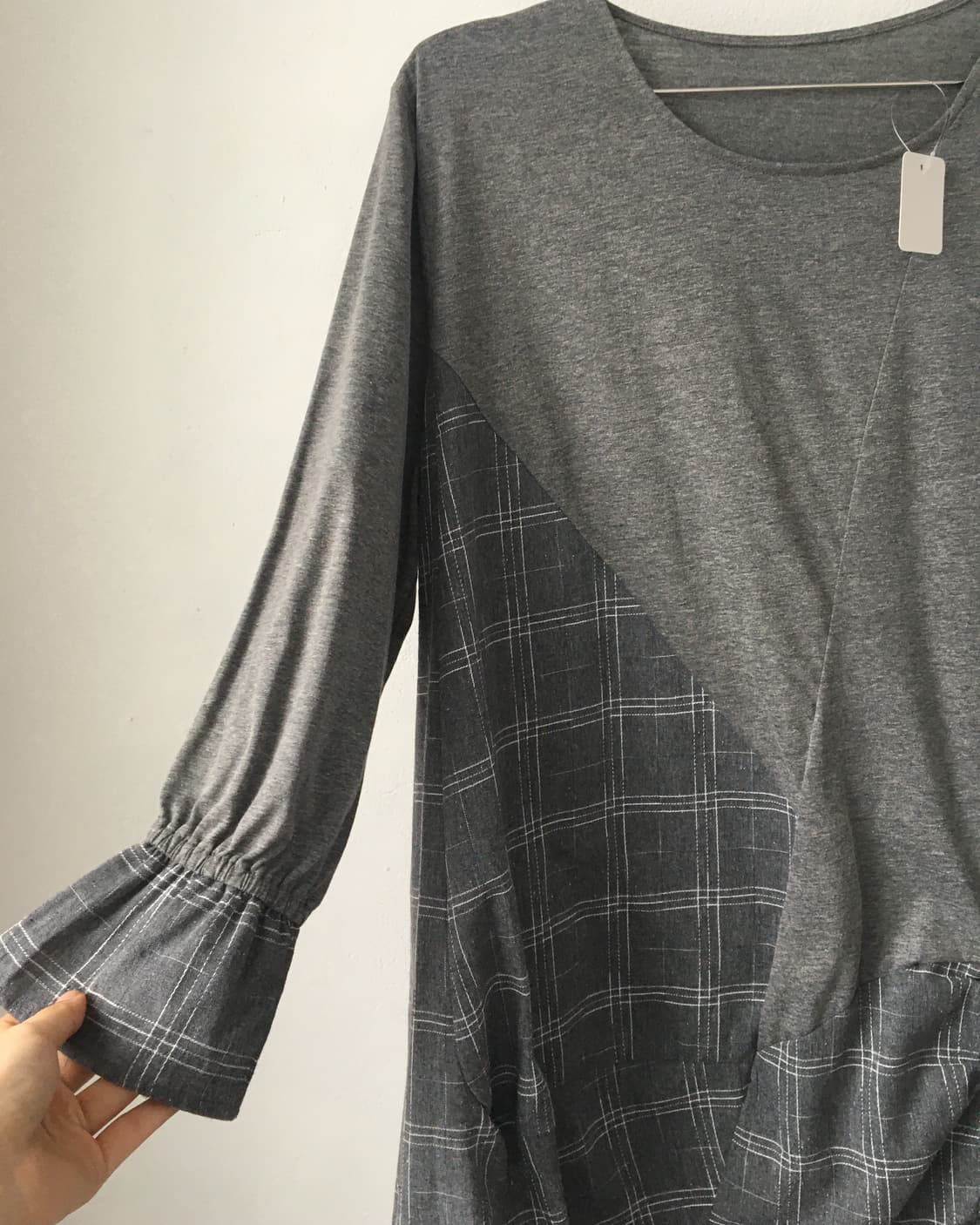 Check pattern layered shirring point one 상품이미지4