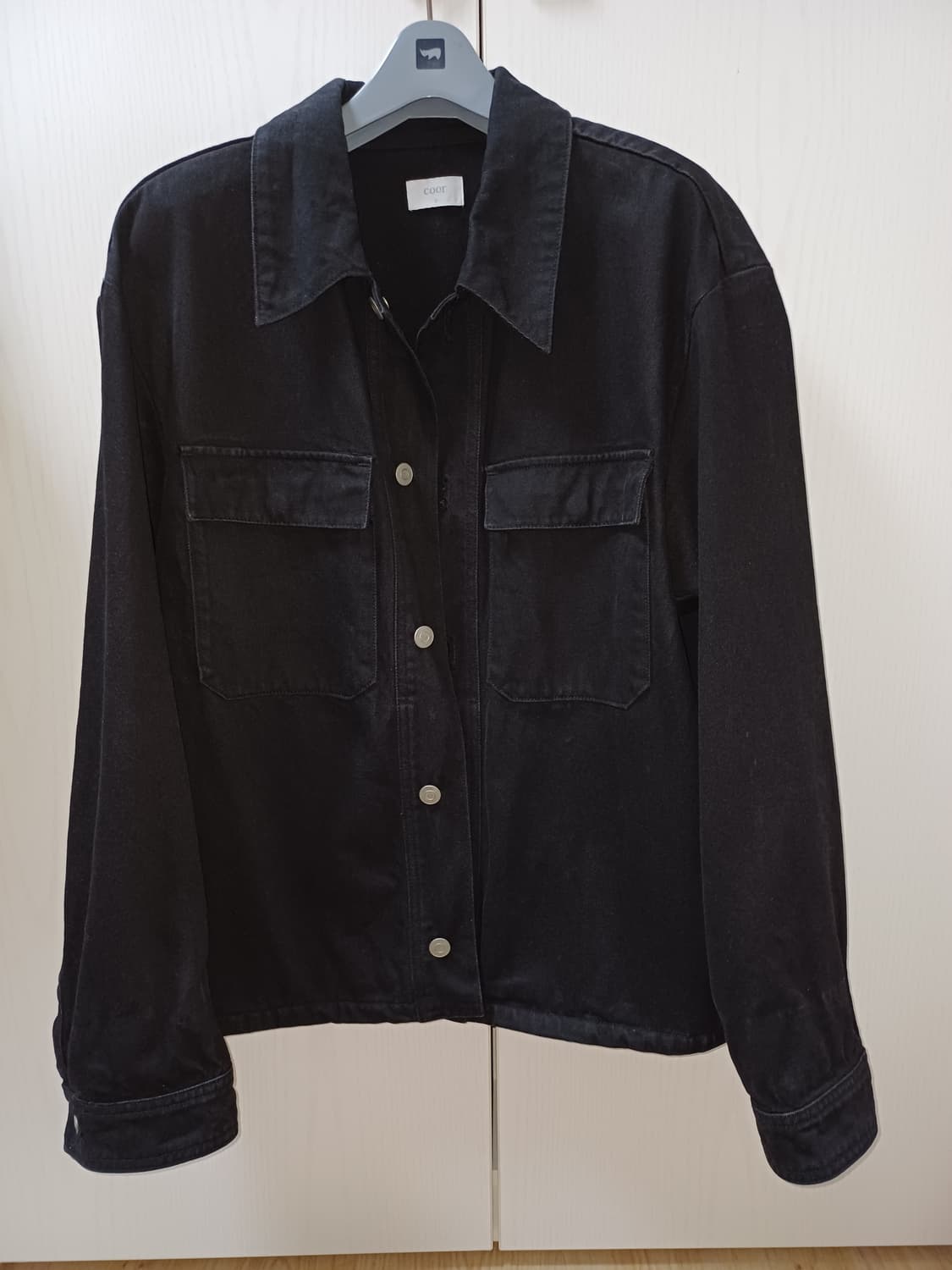 쿠어 / 미니멀 데님 자켓 블랙 / S 상품이미지3