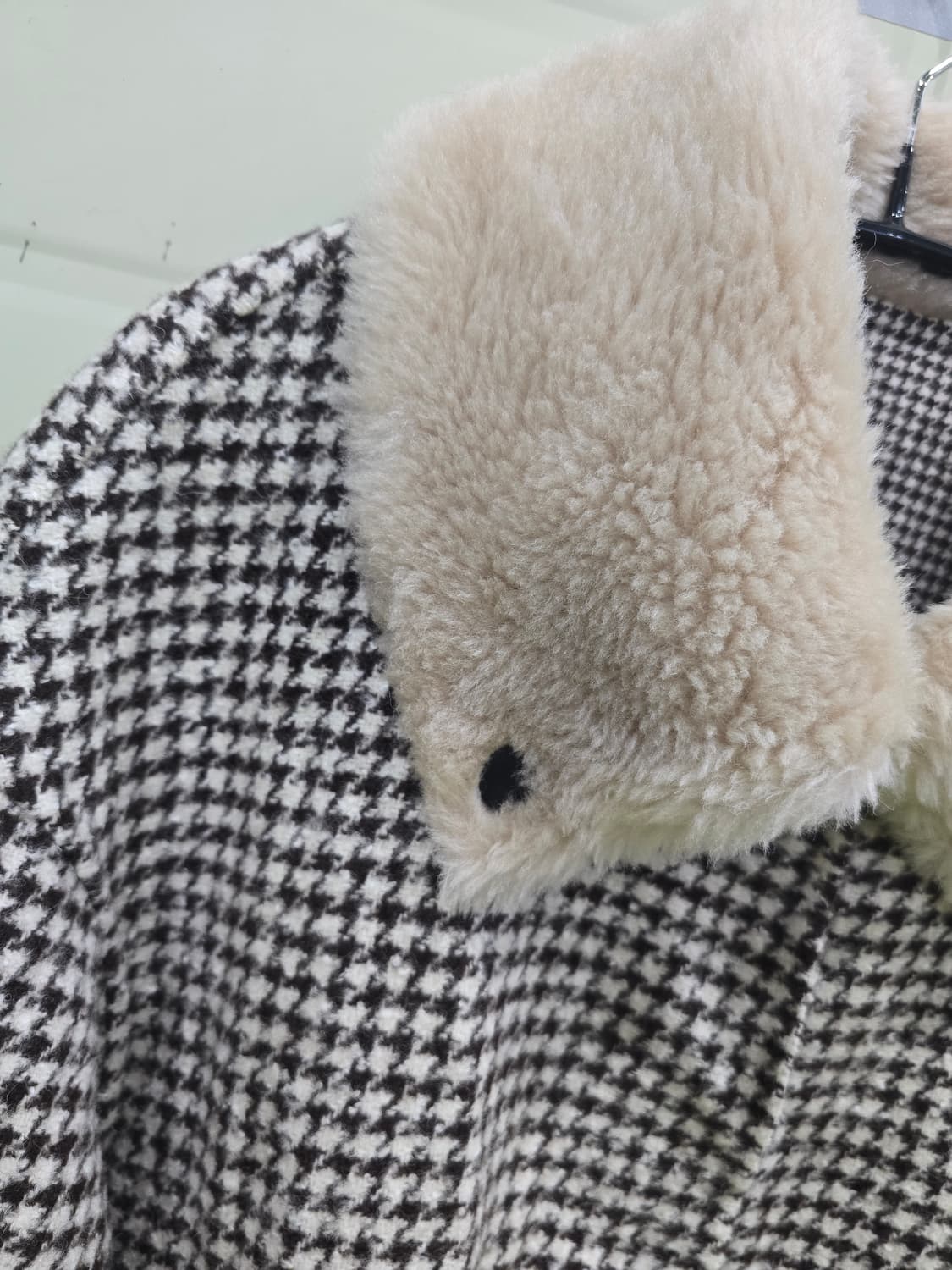 체크 퍼 배색 양모 자켓 S 상품이미지2