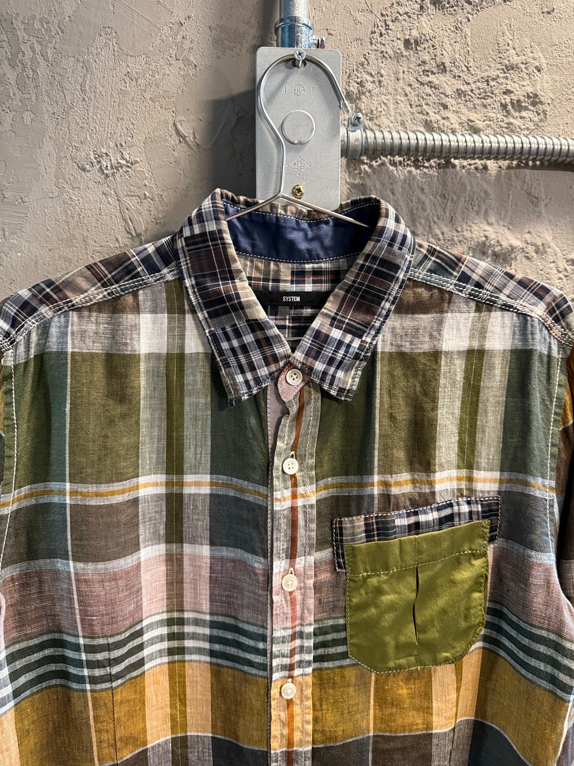 시스템 SYSTEM 패치워크 린넨 체크 셔츠 멀티컬러 100 상품이미지4