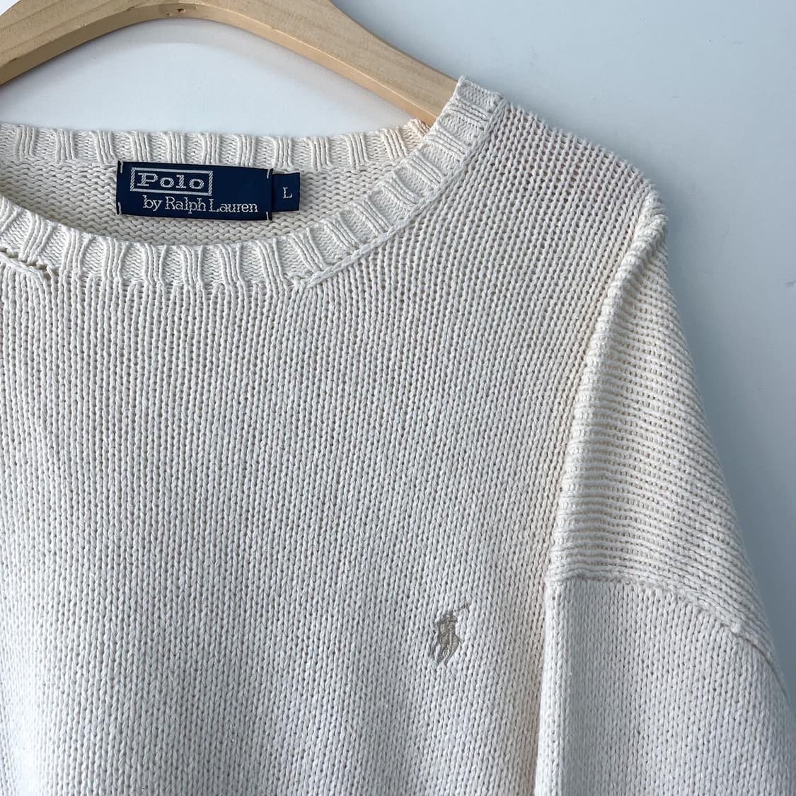 폴로 랄프로렌 기본 포니 아이보리 코튼 니트 상품이미지3
