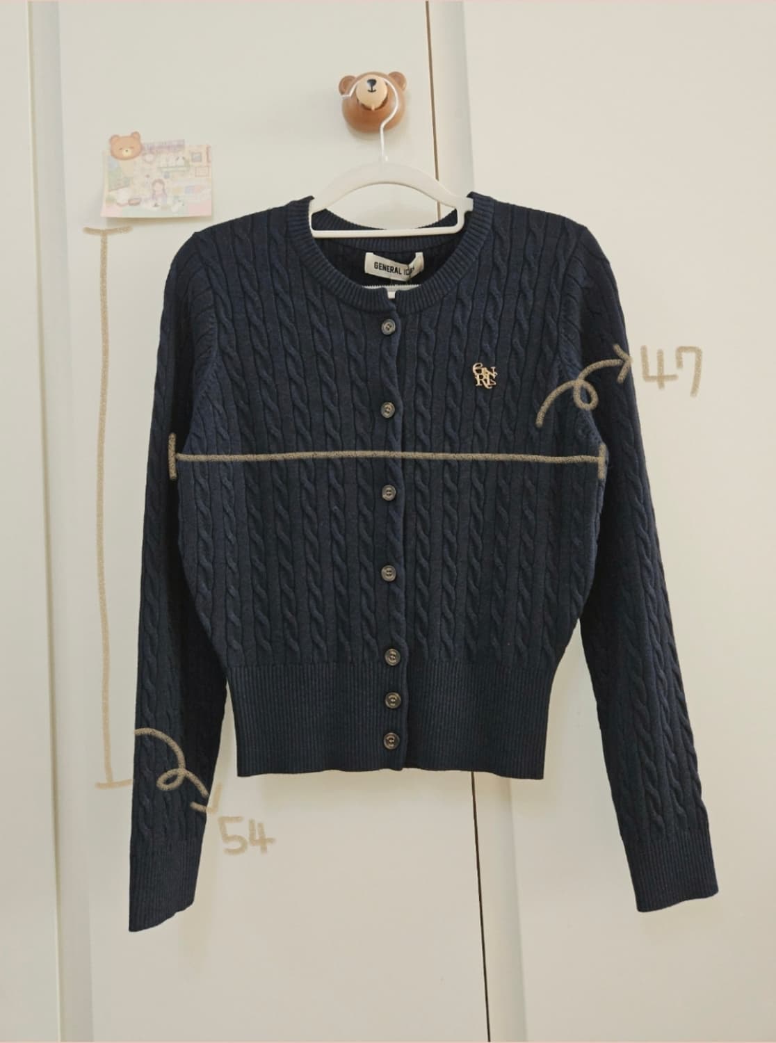 [새상품] 제너럴아이디어 시그니처 슈퍼파인 울 케이블 니트가디건 상품이미지10