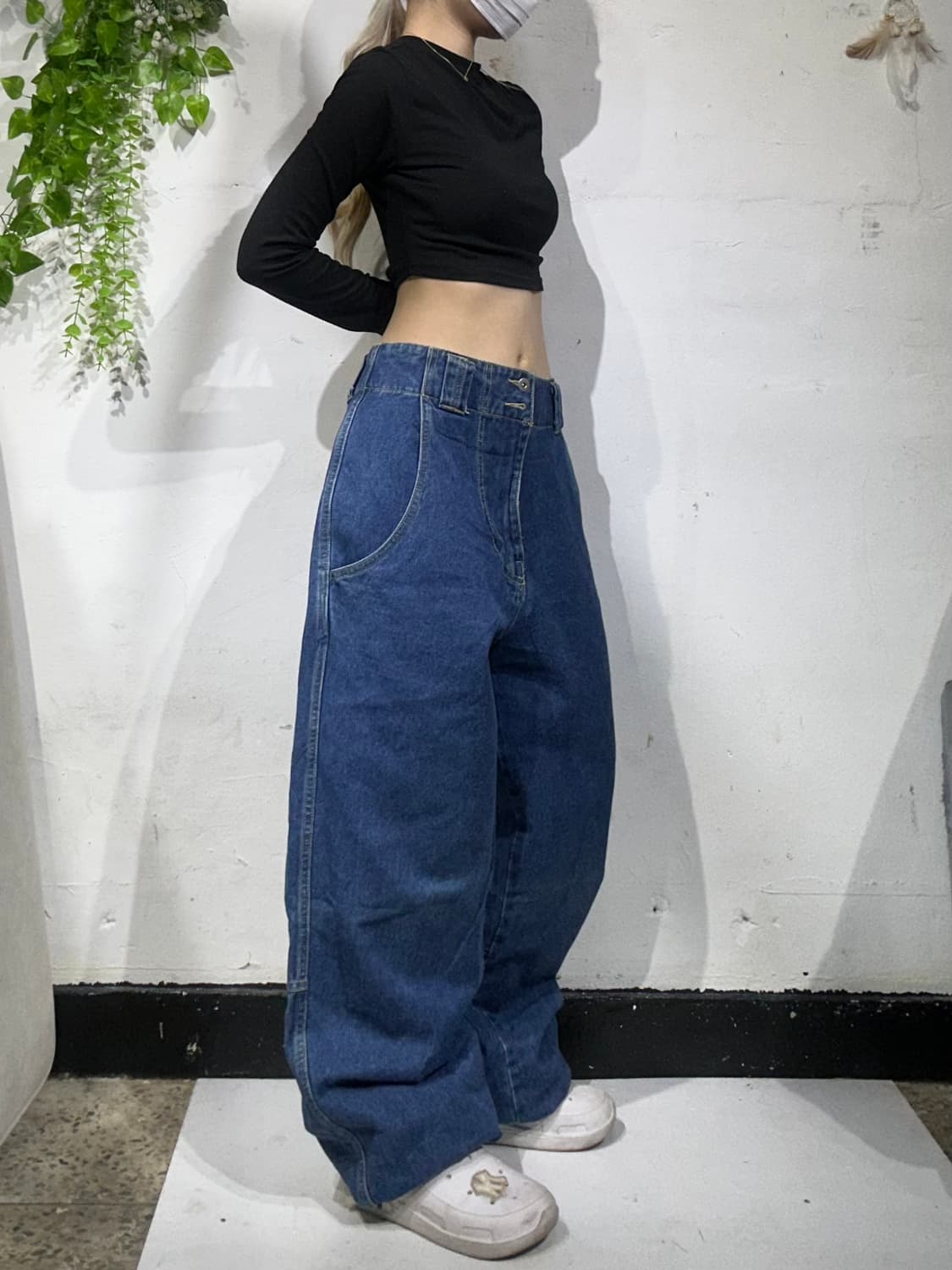 일본 빈티지 중청 쿠닌 와이드 데님 힙합 팬츠 청바지 L 상품이미지1