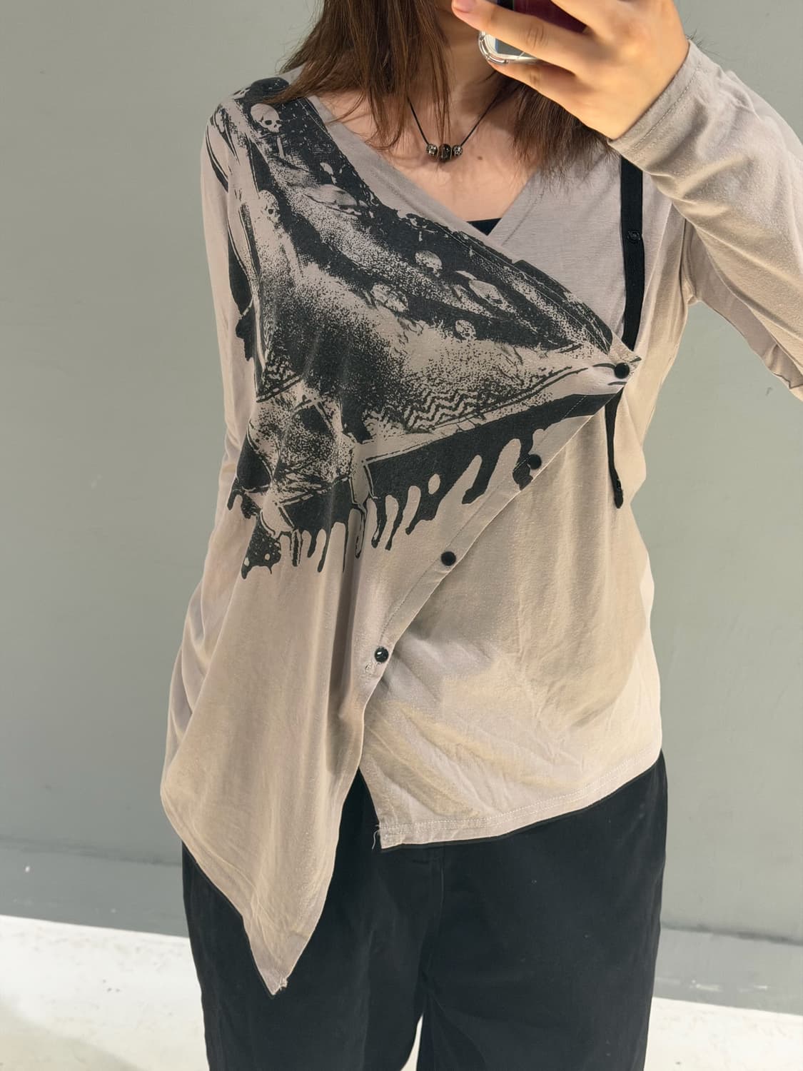 Side snap design printing cardigan 상품이미지3