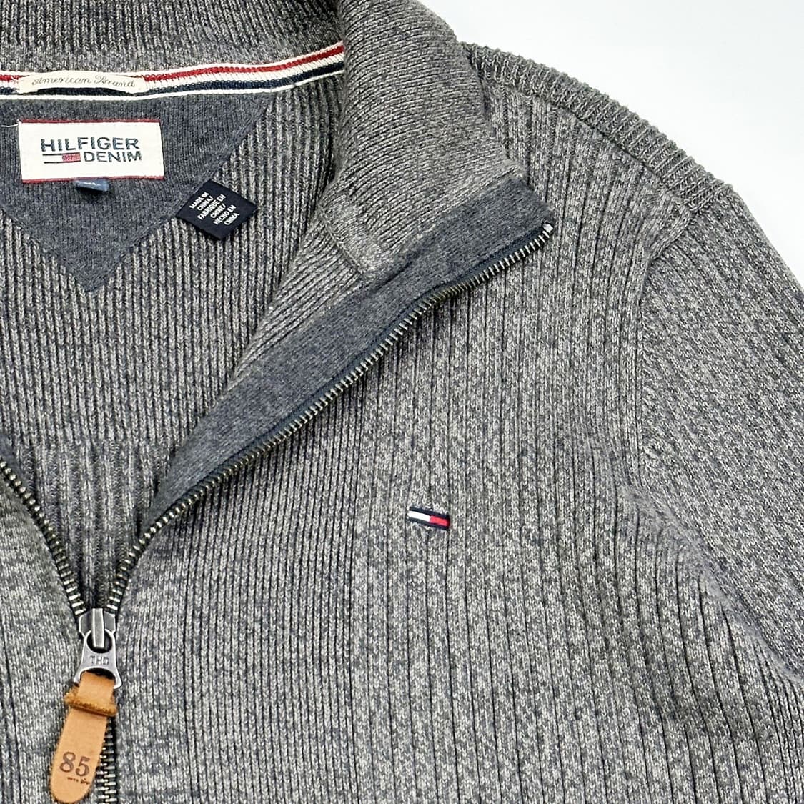 타미힐피거 플래그 차콜 니트 집업 (XL) 상품이미지3