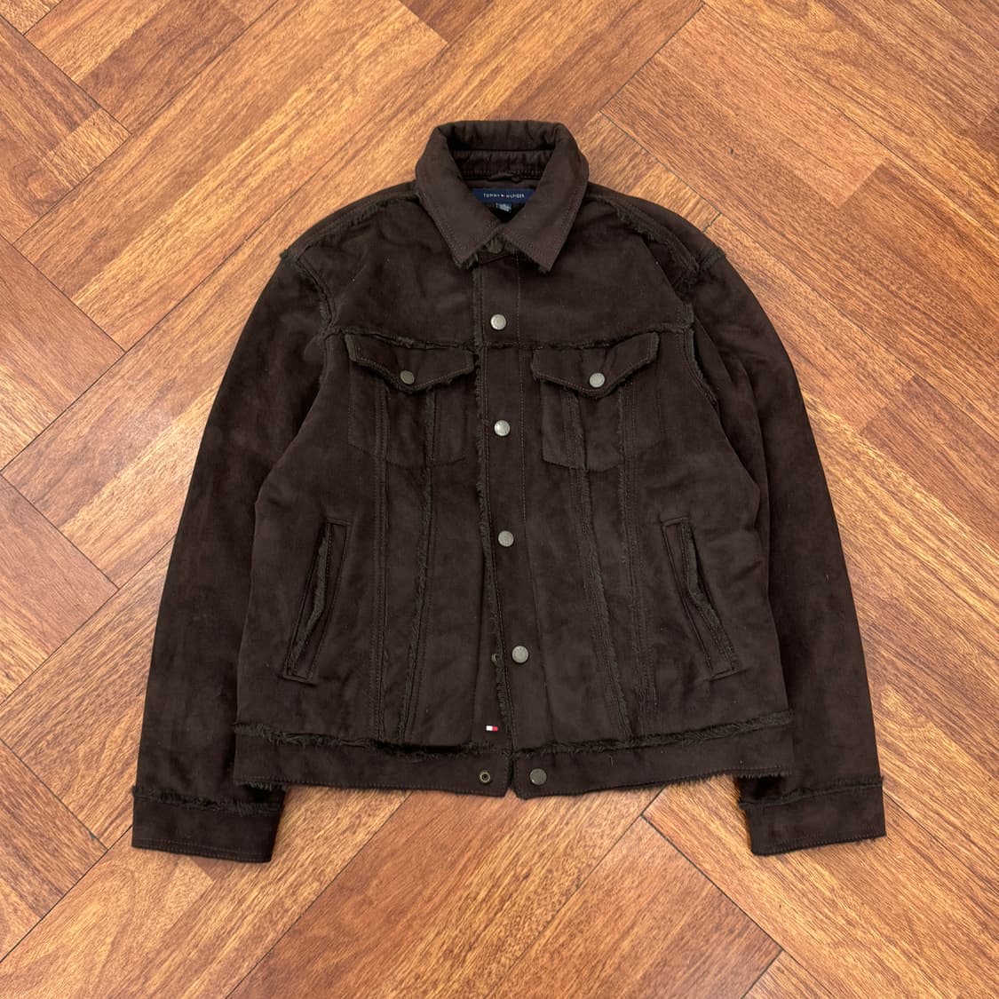 M(100) 타미힐피거 브라운 스웨이드 트러커 자켓  상품이미지1