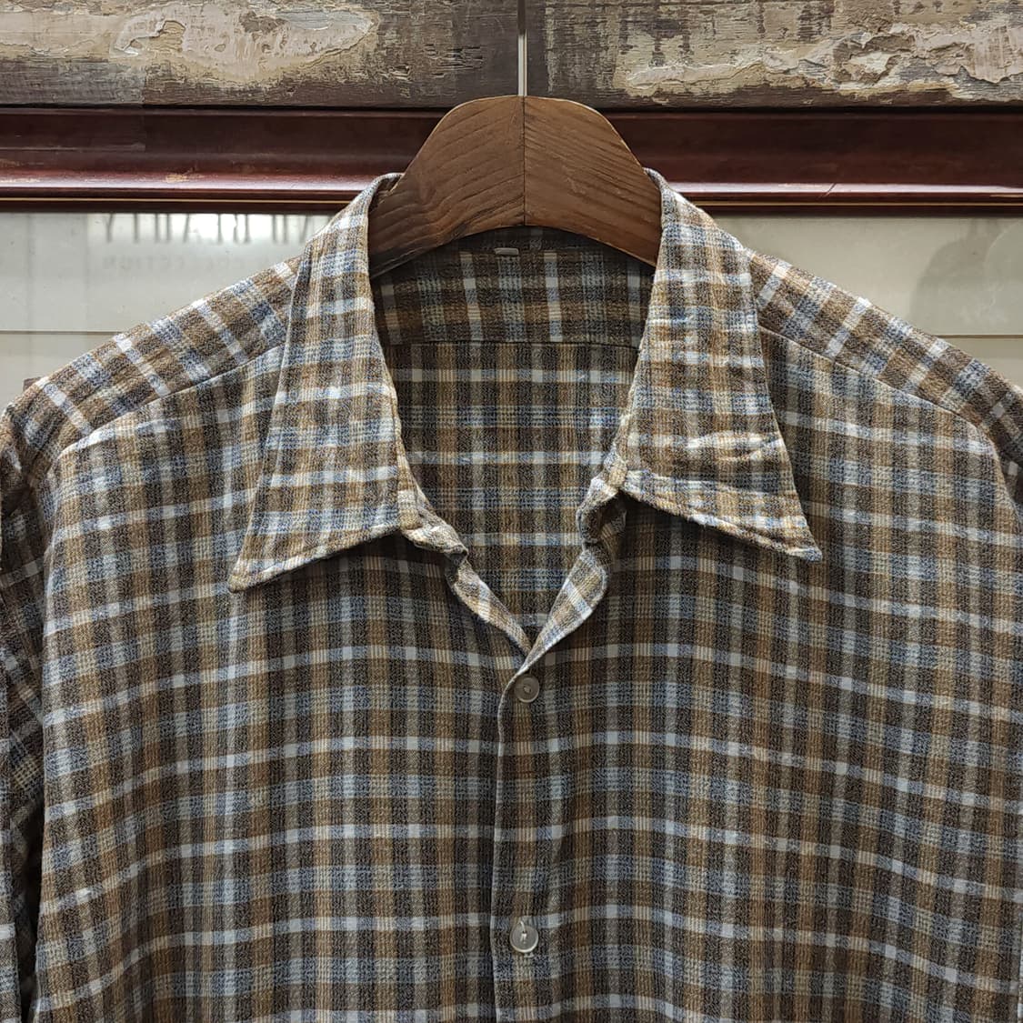 60s 프랑스 워크셔츠 가드너 빈티지 셔츠 브라운 롱 튜닉 셔츠 L 상품이미지5