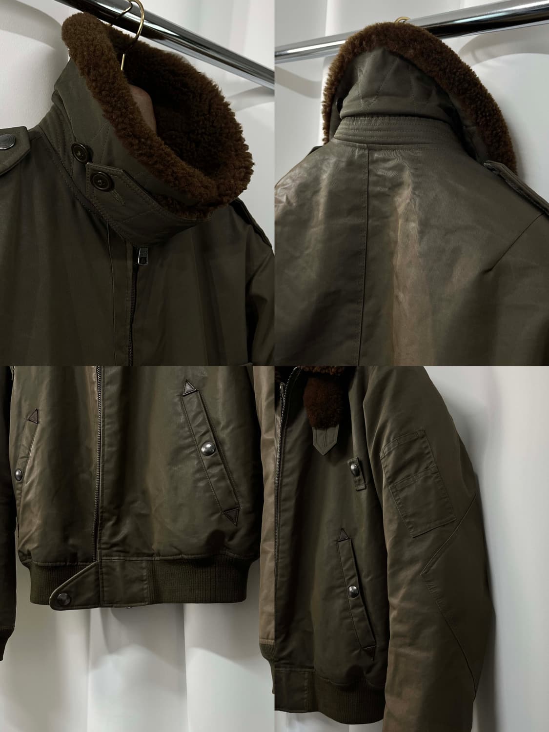 폴로 랄프로렌 b-15 램스킨 시어링 왁스 다운 봄버자켓 상품이미지7