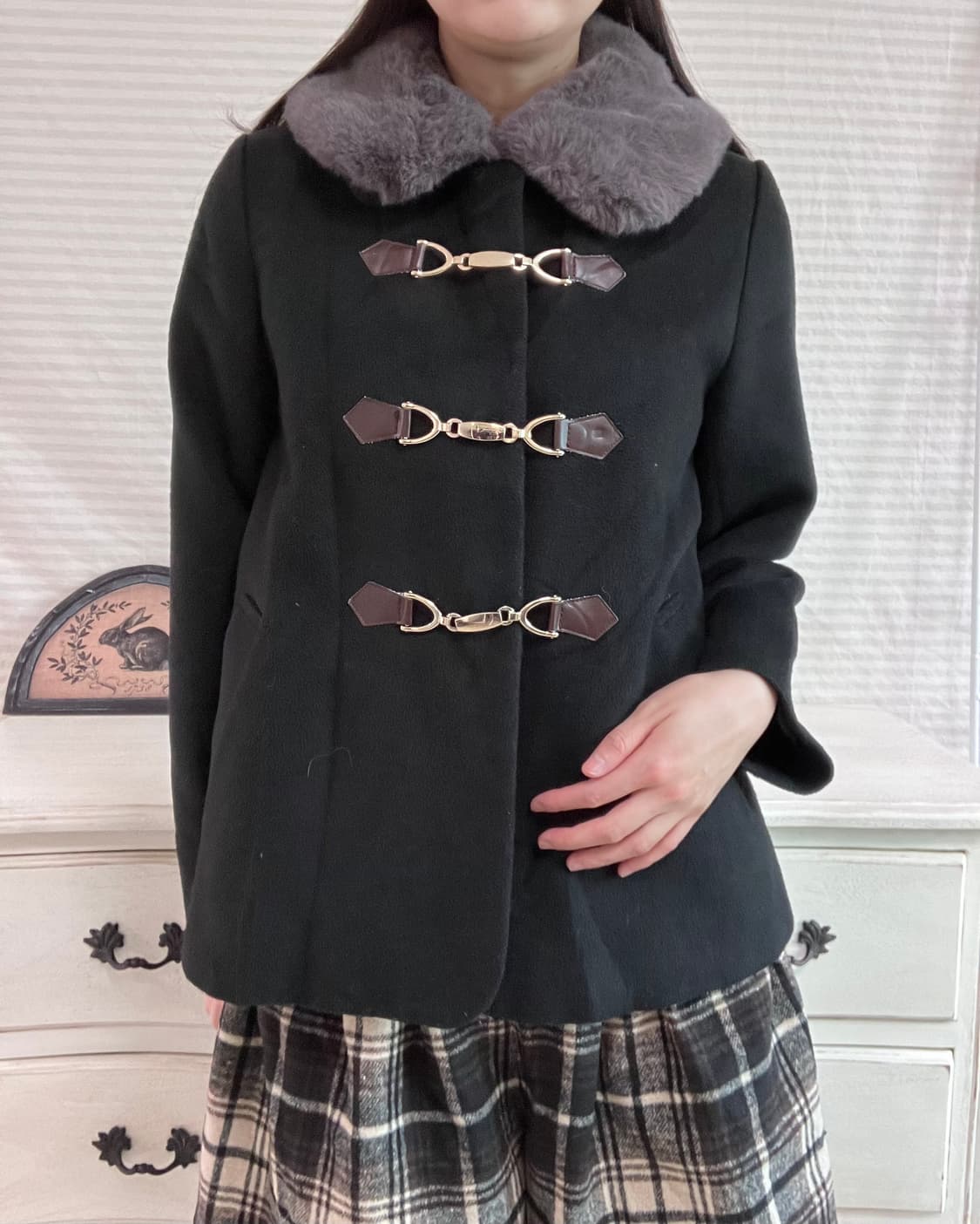 jpn vintage 블랙 버클 숏 코트 y2k 스트릿 갸루 펑키 일본빈 상품이미지2