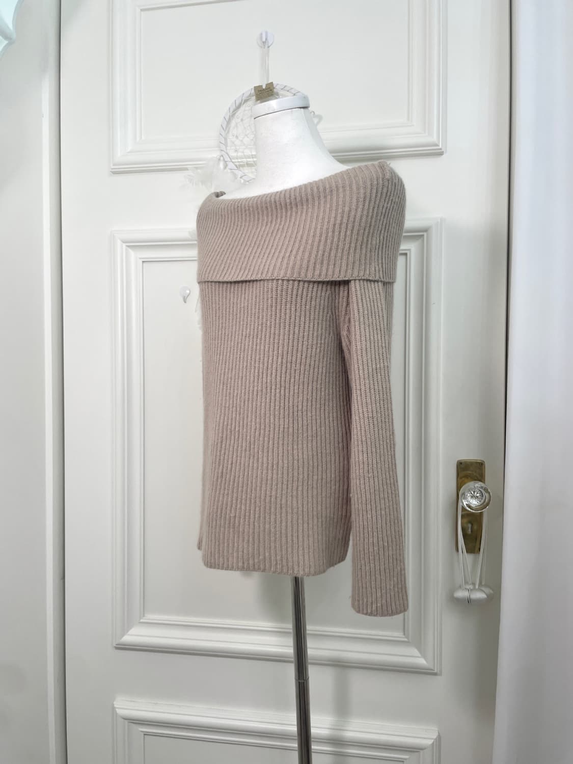 EF-DE pink beige off-shoulder basic rib 상품이미지2