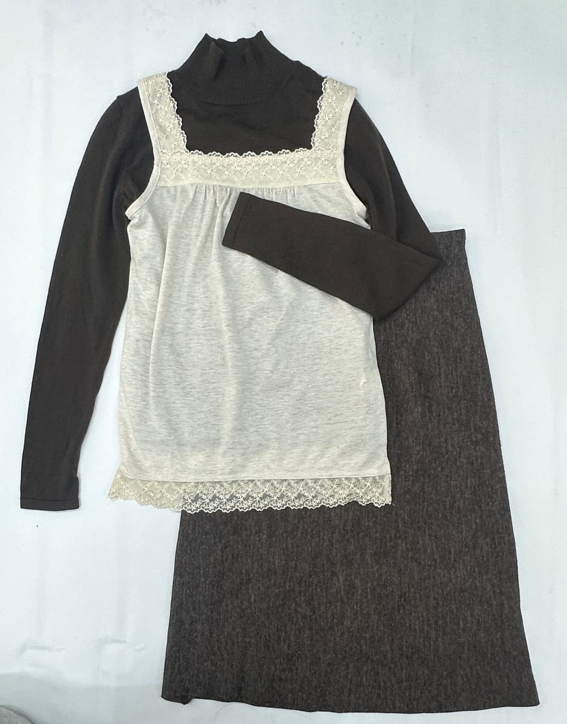 🤎슈슈륜 쇼콜라 라떼갸루 코디세트🤎 고갸루 교복 반코트 레이어드 상품이미지2