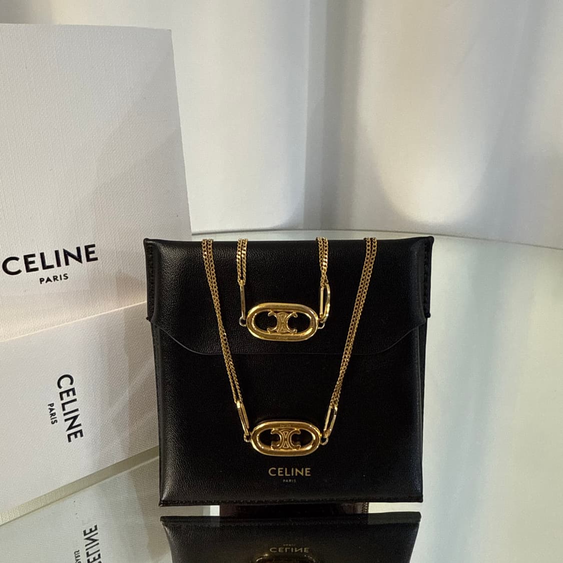 [정품] 셀린느 트리옹프 금장 목걸이 / 팔찌 세트 상품이미지3