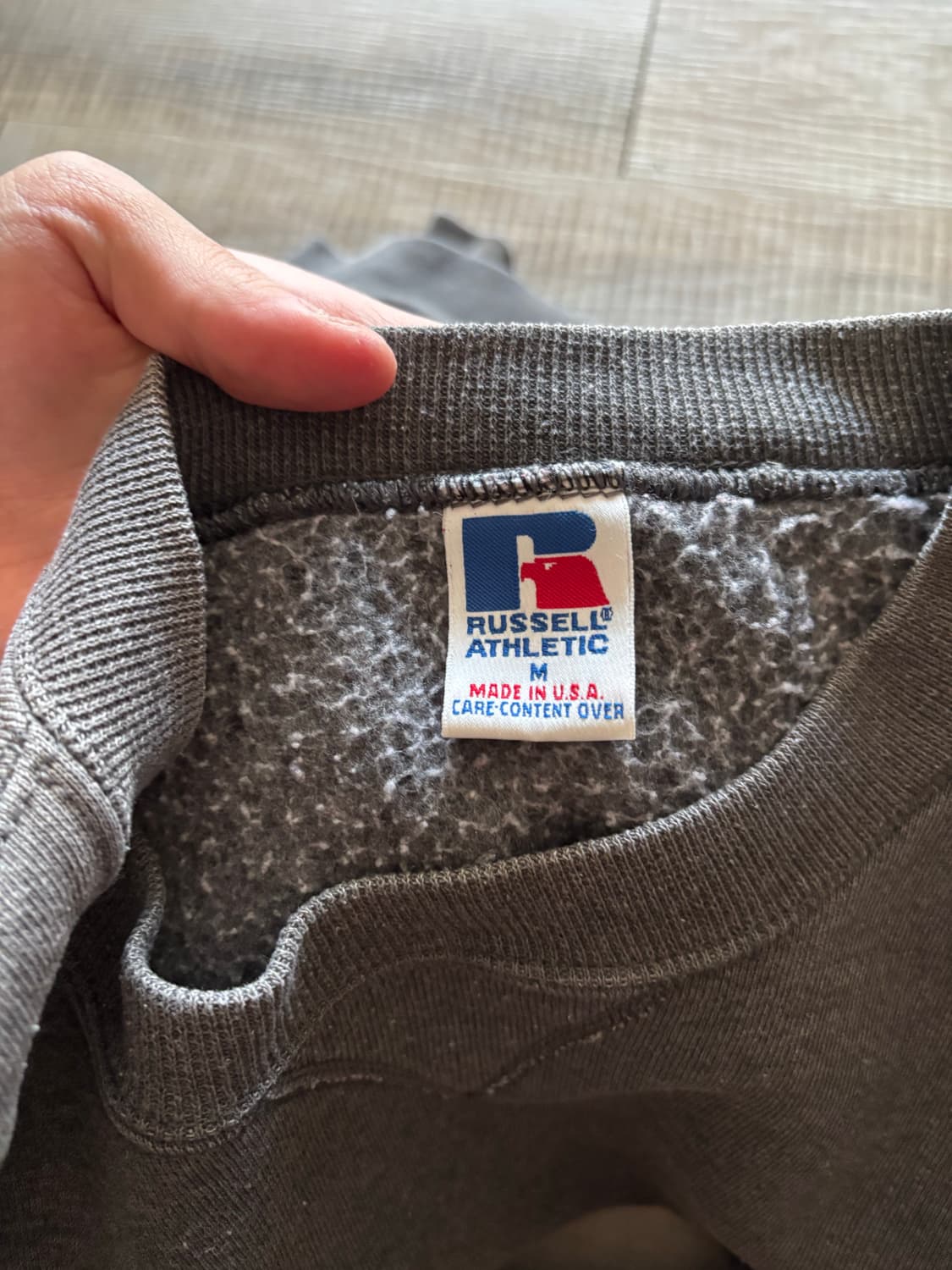 [M] 90s 러셀 맨투맨 스웻셔츠 블랭크 차콜 블루 그레이 빈티지 상품이미지3