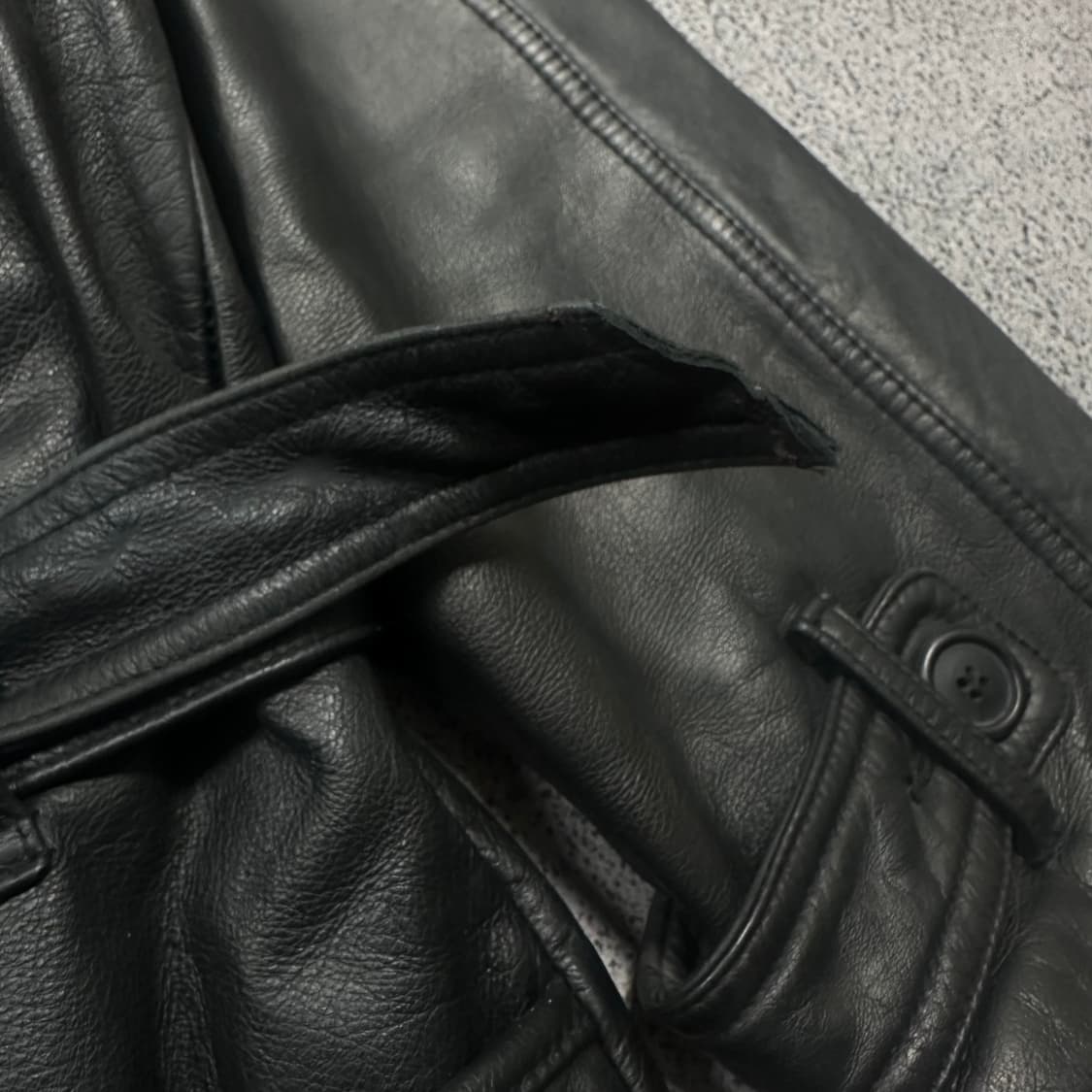 ✨ (바배) 머리얼스 빈티지 소가죽 벨티드 코트 가죽 자켓 상품이미지5