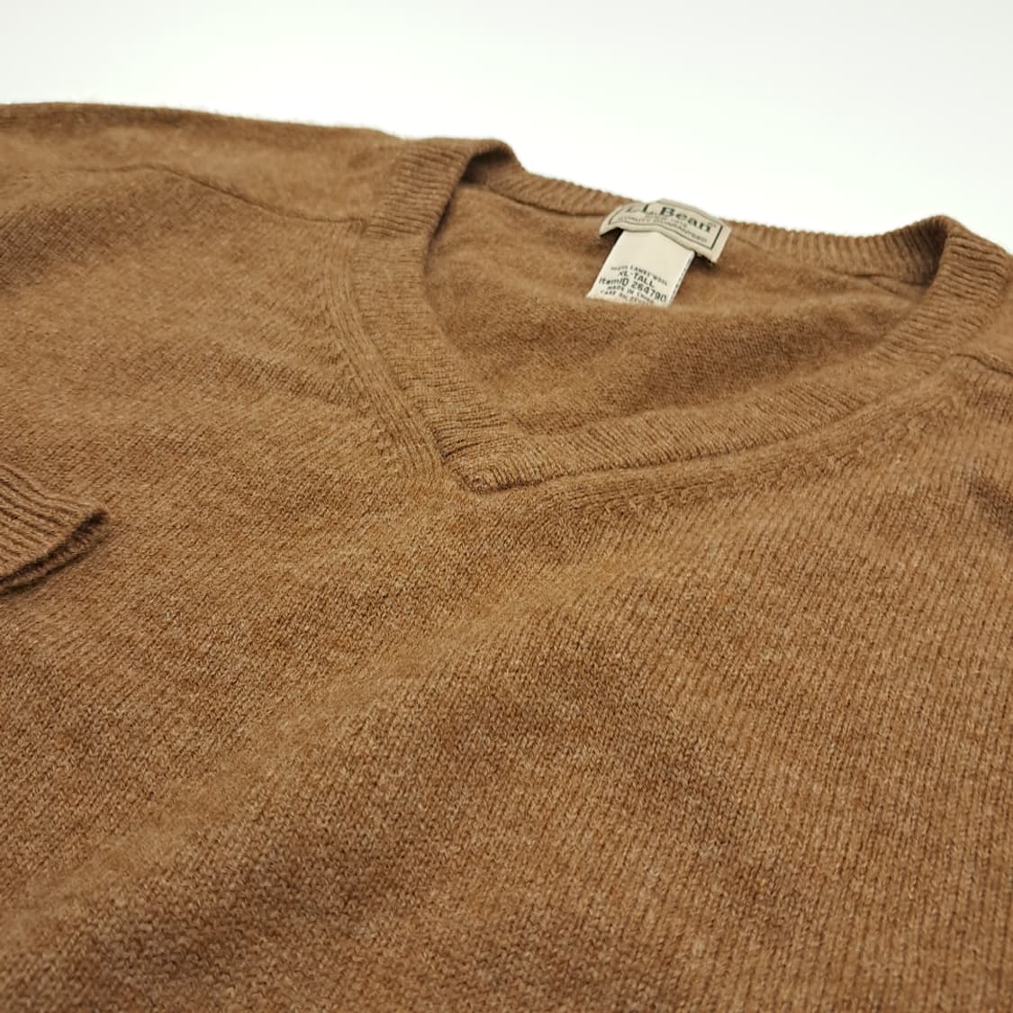 CN944 XL 엘엘빈 카멜브라운 램스울 V넥 긴팔 니트 스웨터 상품이미지5