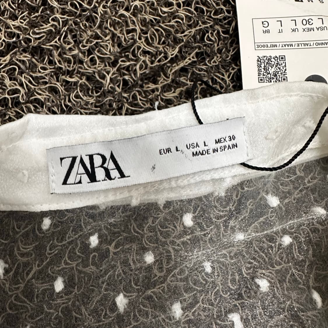 [새상품] ZARA 자라 시스루 여성 블라우스 화이트 L 상품이미지4