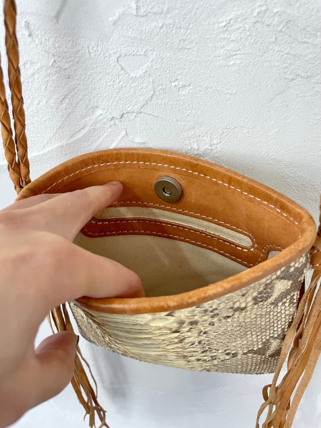 빈티지 스네이크 레더 크로스백 상품이미지4