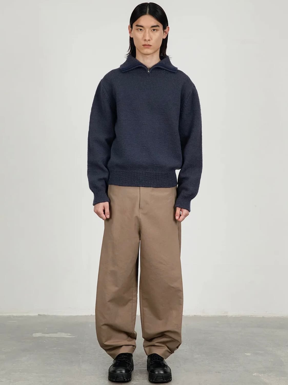 아모멘토 하프 집업 니트 네이비 M 상품이미지4